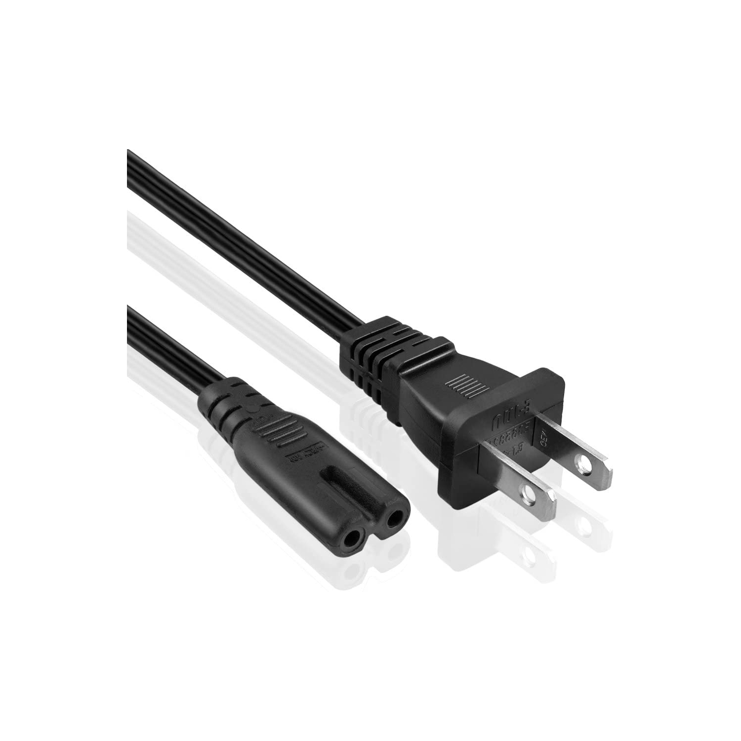 TNP Universal 2 Prong Power Cord - NEMA 1-15P to IEC320 C7 Figure 8 Shotgun Connector AC Power Supply Cable