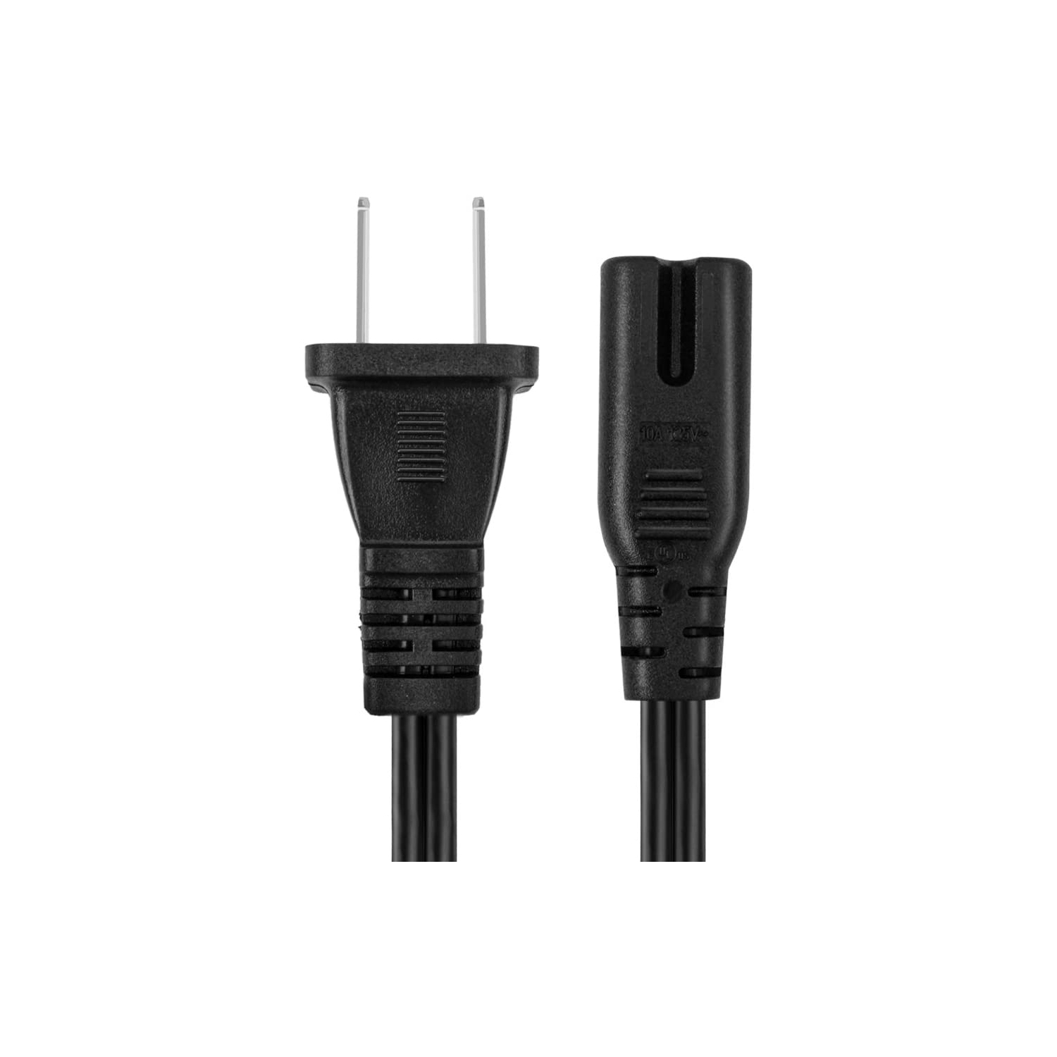 TNP Universal 2 Prong Power Cord - NEMA 1-15P to IEC320 C7 Figure 8 Shotgun Connector AC Power Supply Cable