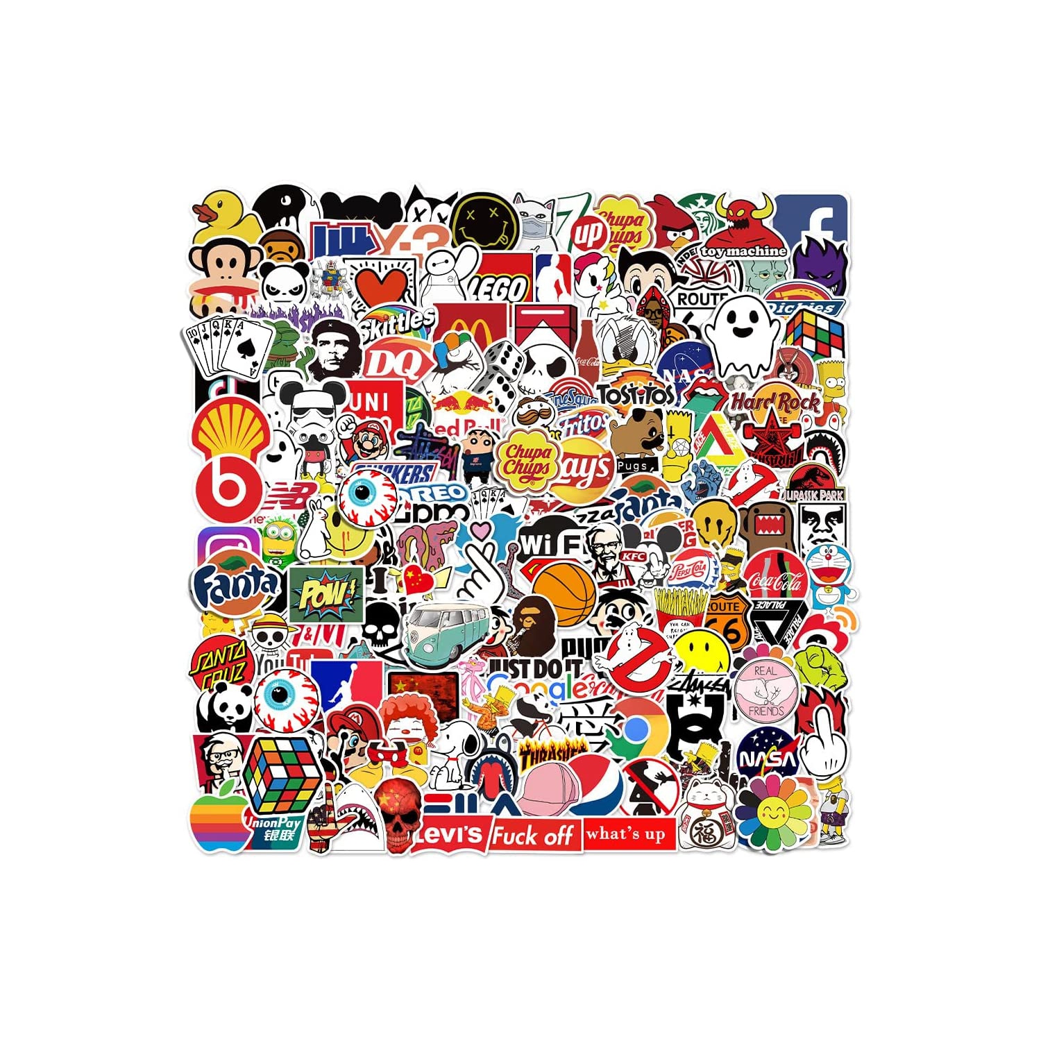Fashion Stickers Pack 201 pcs Cool Stickers for Laptop Computer Water Botter Car Skateboard Waterproof Vinyl