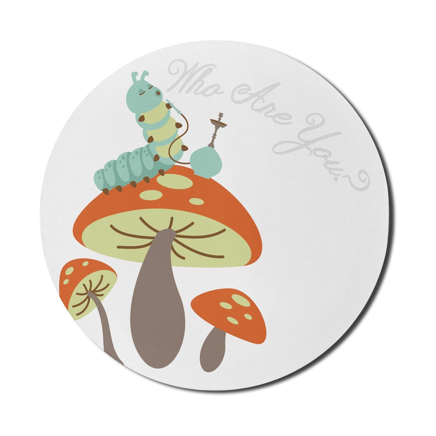 Alice in Wonderland Mouse Pad for Computers, Hookah Smoking Caterpillar Sitting on a Mushroom and Asking Who