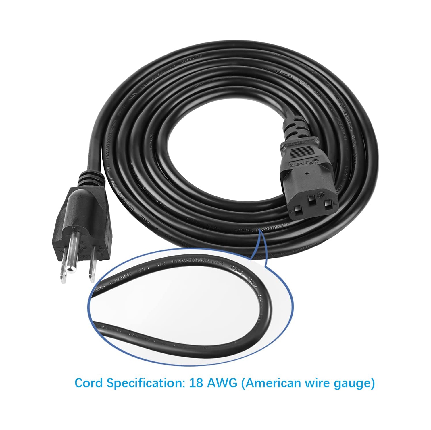 3 Prong Power Cord Replacement for Vizio TV, Vizio VX32L VW32L VX37L VW26L VA6 VMM26 LCD TV Power Cable