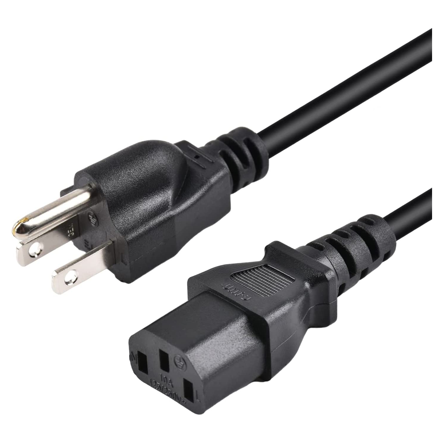 15Ft Computer Power Cord 18AWG TV Power Cord NEMA 5-15P to C13 Ac Power Cord for Tv Computer Pc Monitor Samsung Dell