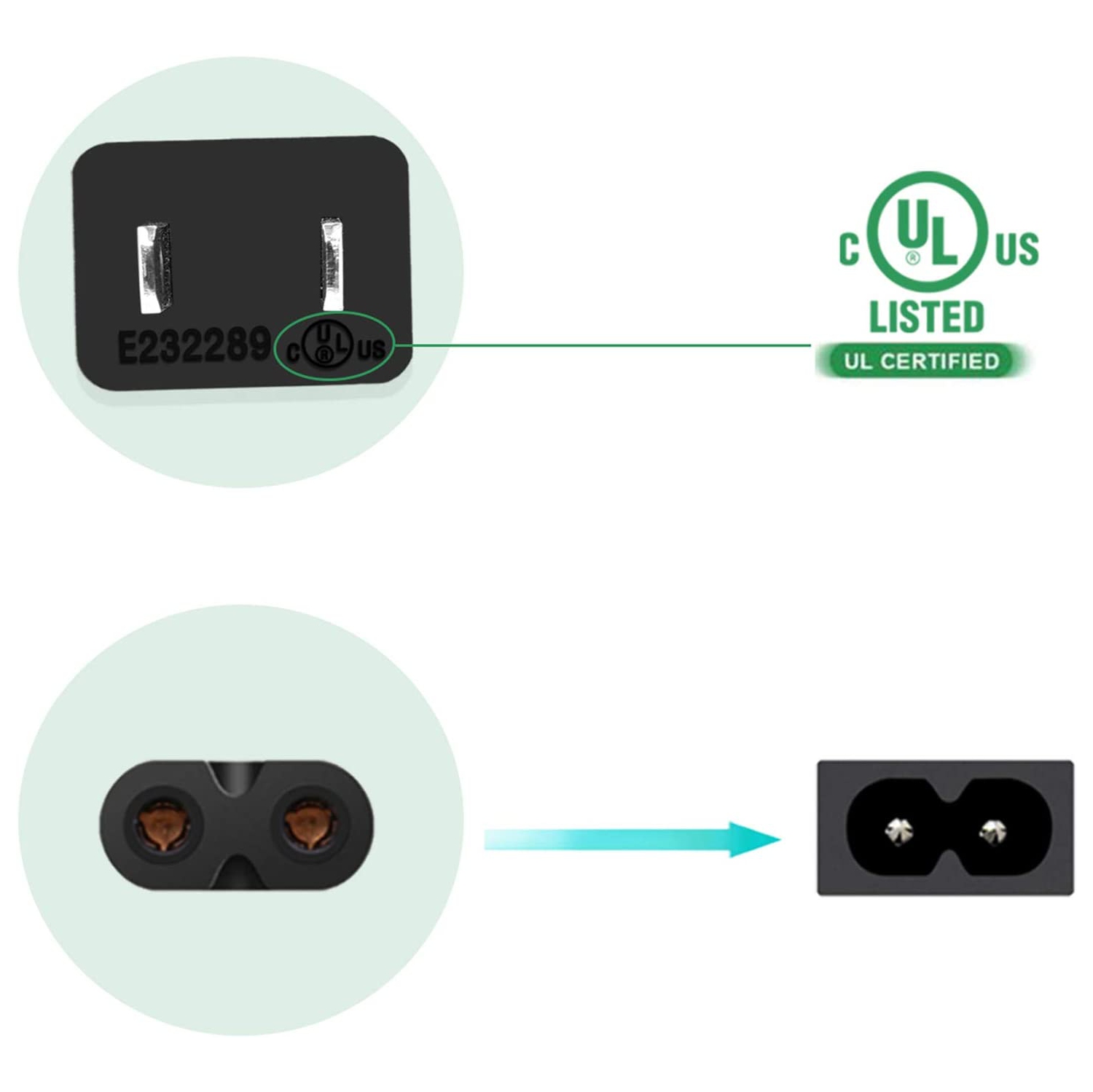 Câble d'alimentation d'imprimante compatible avec l'imprimante OfficeJet Pro 4630 3830 8600 4655 6600 6978 6968 8610 8620 8625 8630 8710 8720 de HP