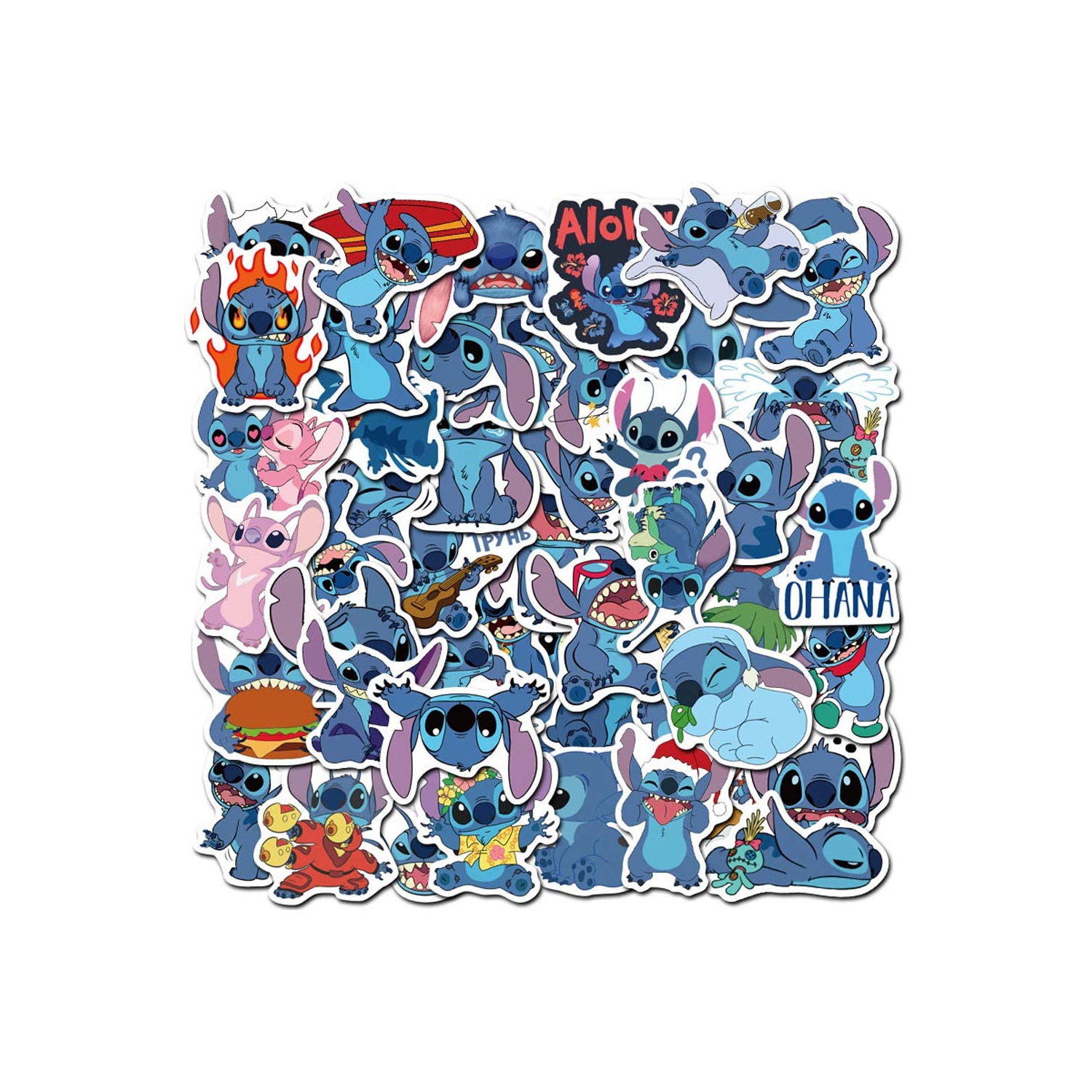 Lilo & Stitch Stickers| 50 PCS | Vinyl Waterproof Stickers for Laptop,Bumper,Skateboard,Water Bottles,Computer,Phone,