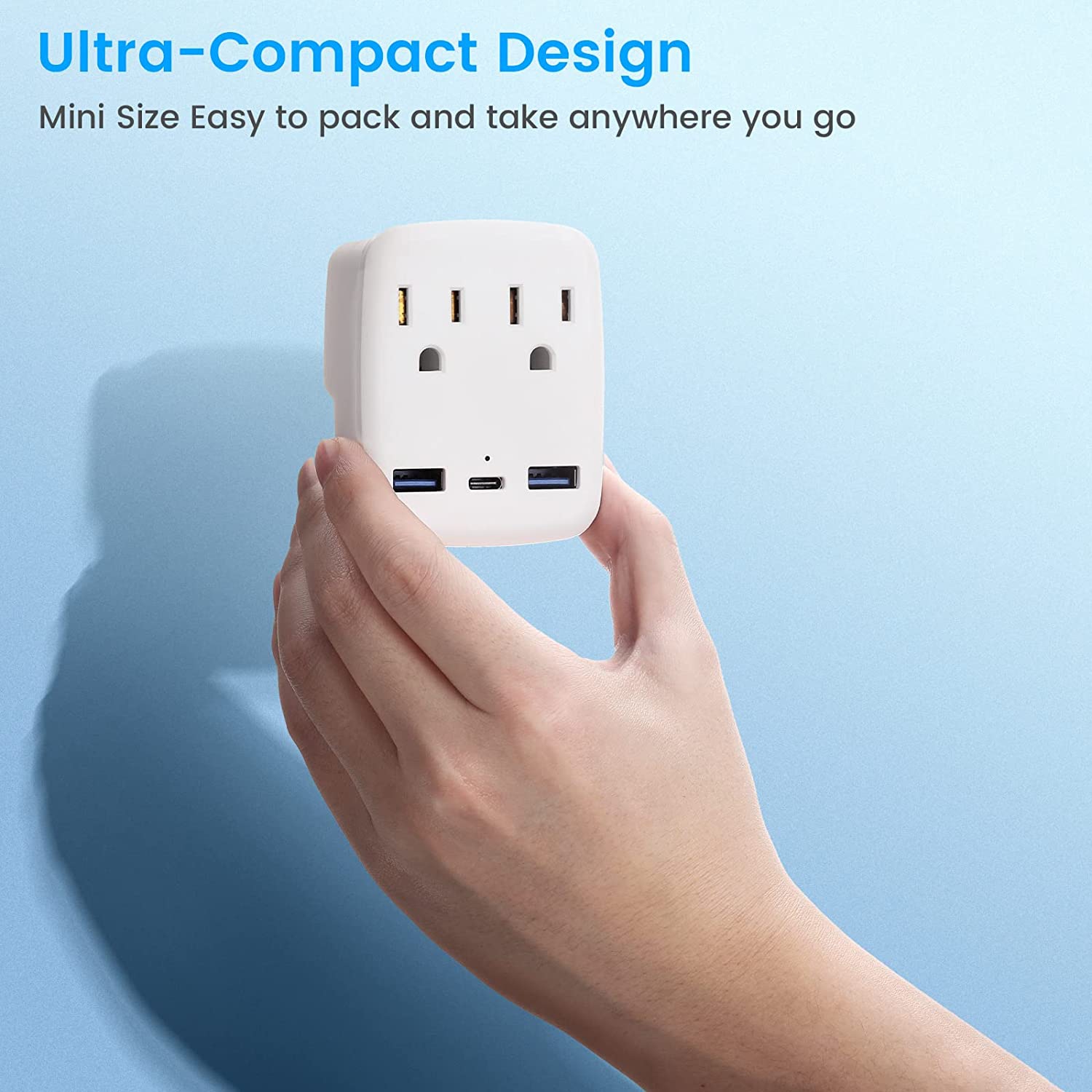 TEDLIN European Travel Plug Adapter with Foldable International Power, 2 Outlets, 3 USB Charger Ports