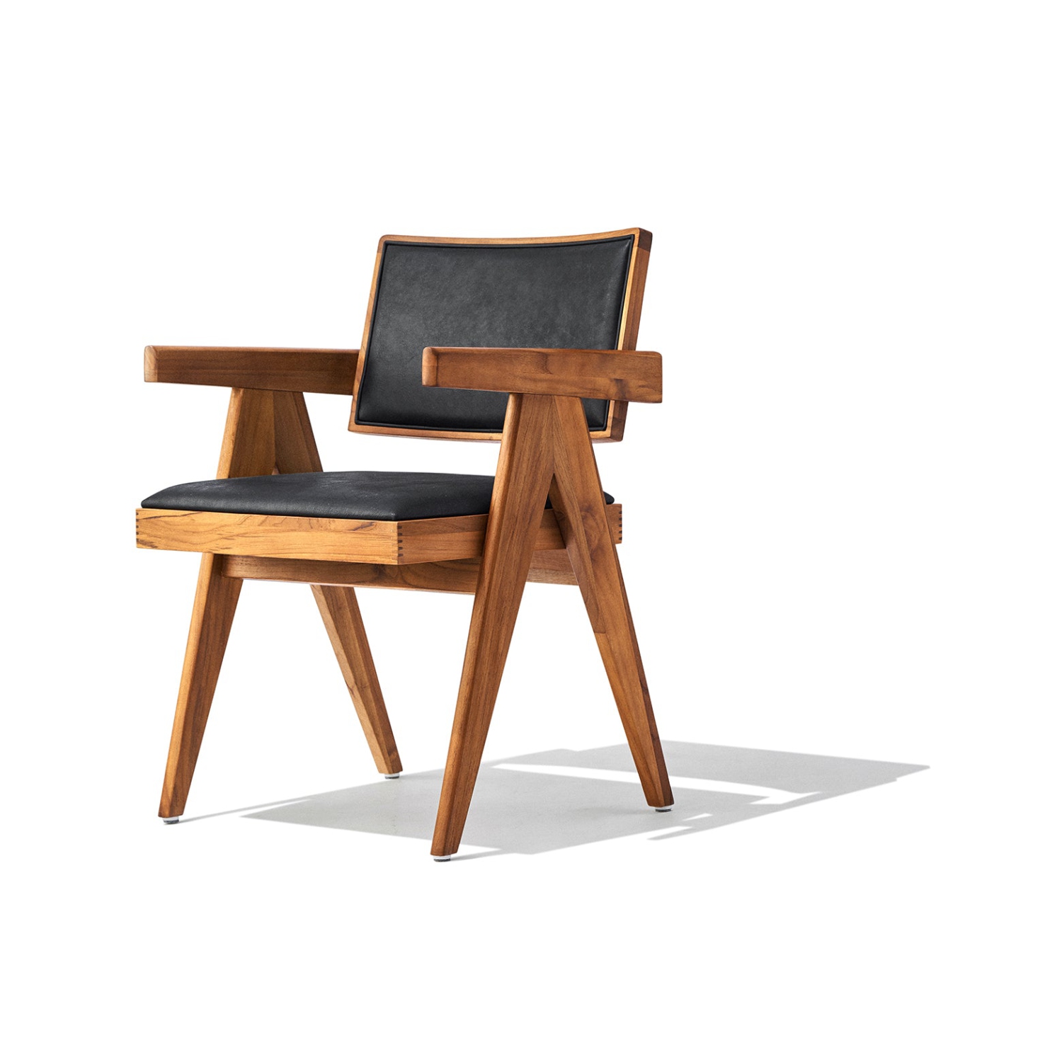 Chaise de salle à manger Maïa - Noyer et cuir noir