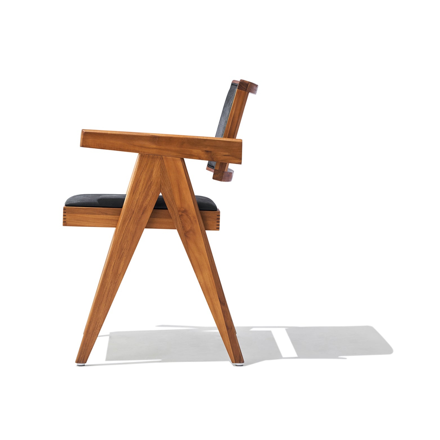 Chaise de salle à manger Maïa - Noyer et cuir noir