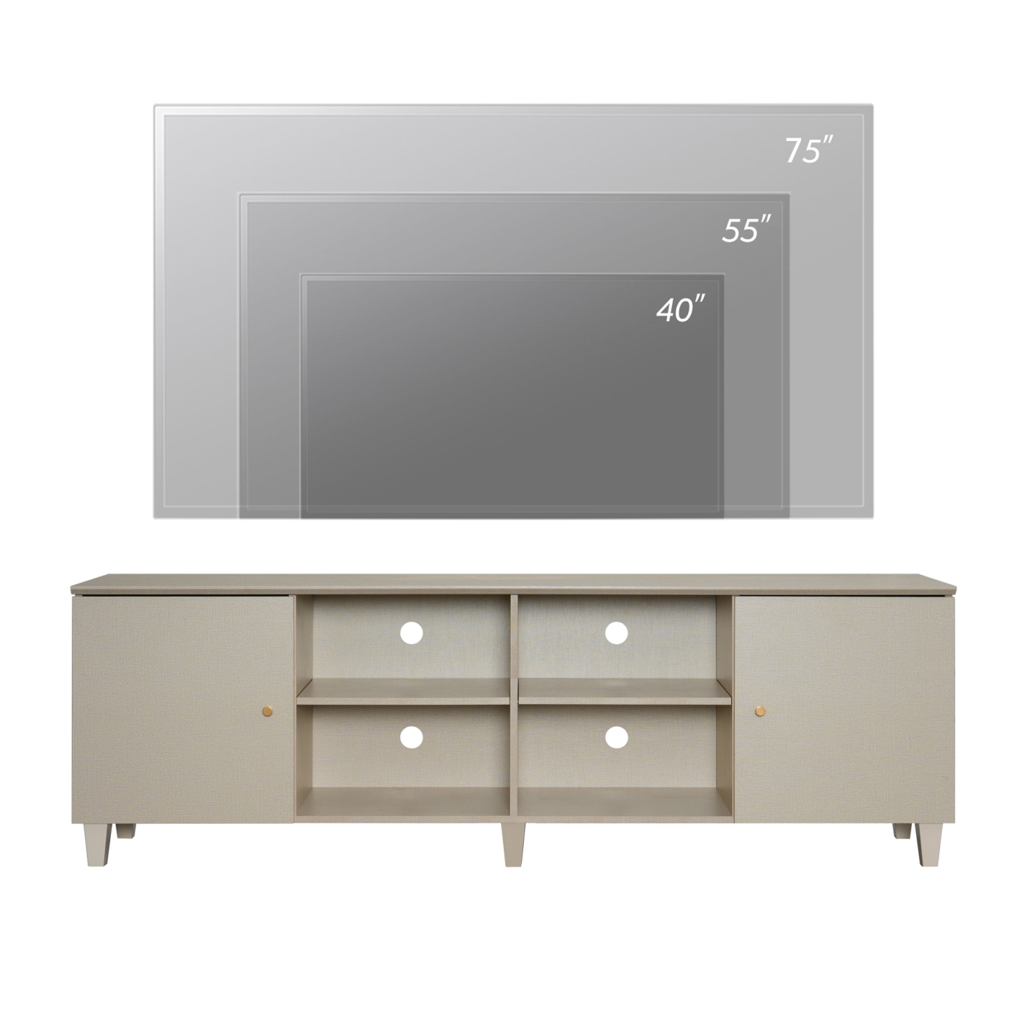 WAMPAT Mid-Century TV Stand with Yellow LED Light，Modern Entertainment Center with Door Storage and Open Shelf for up to 75 Inch TV, TV Console Table