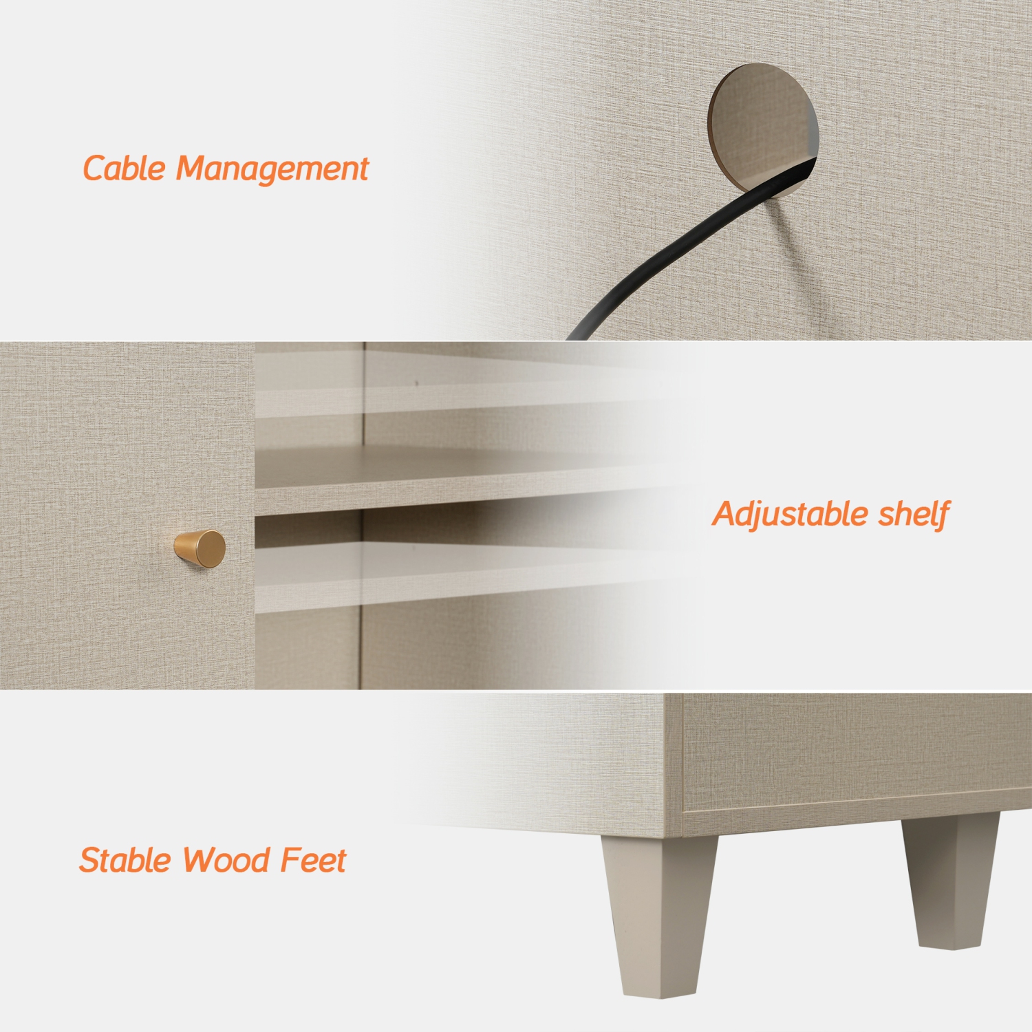 WAMPAT Mid Century Modern TV Stand Set of 2, Linen White Entertainment Center for 70 75 80 85 100 Inch TV Console Table Farmhouse Storage for Living