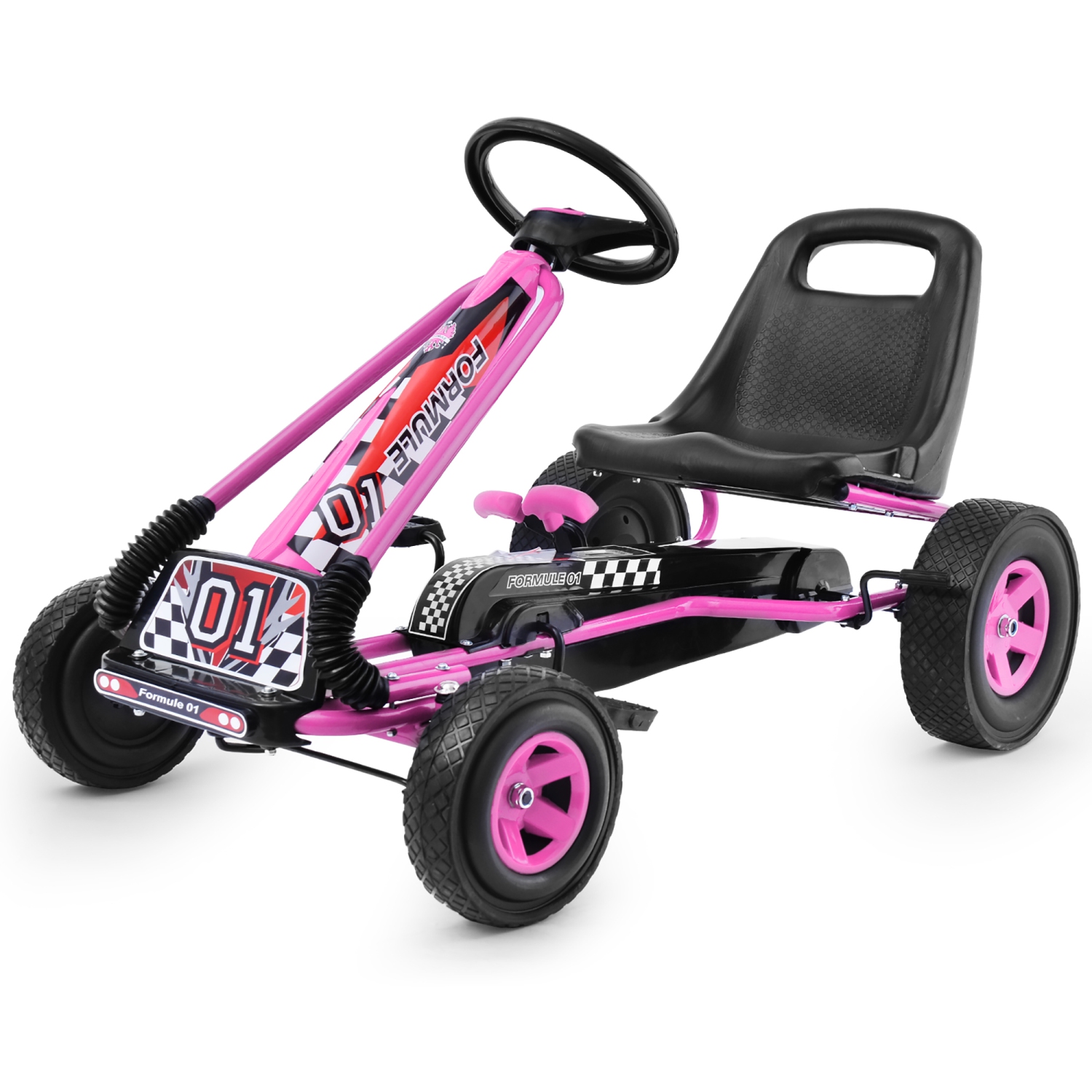 Jouet porteur à pédales Go Kart car de voiture de course pour enfants 4 Wheels de Costway