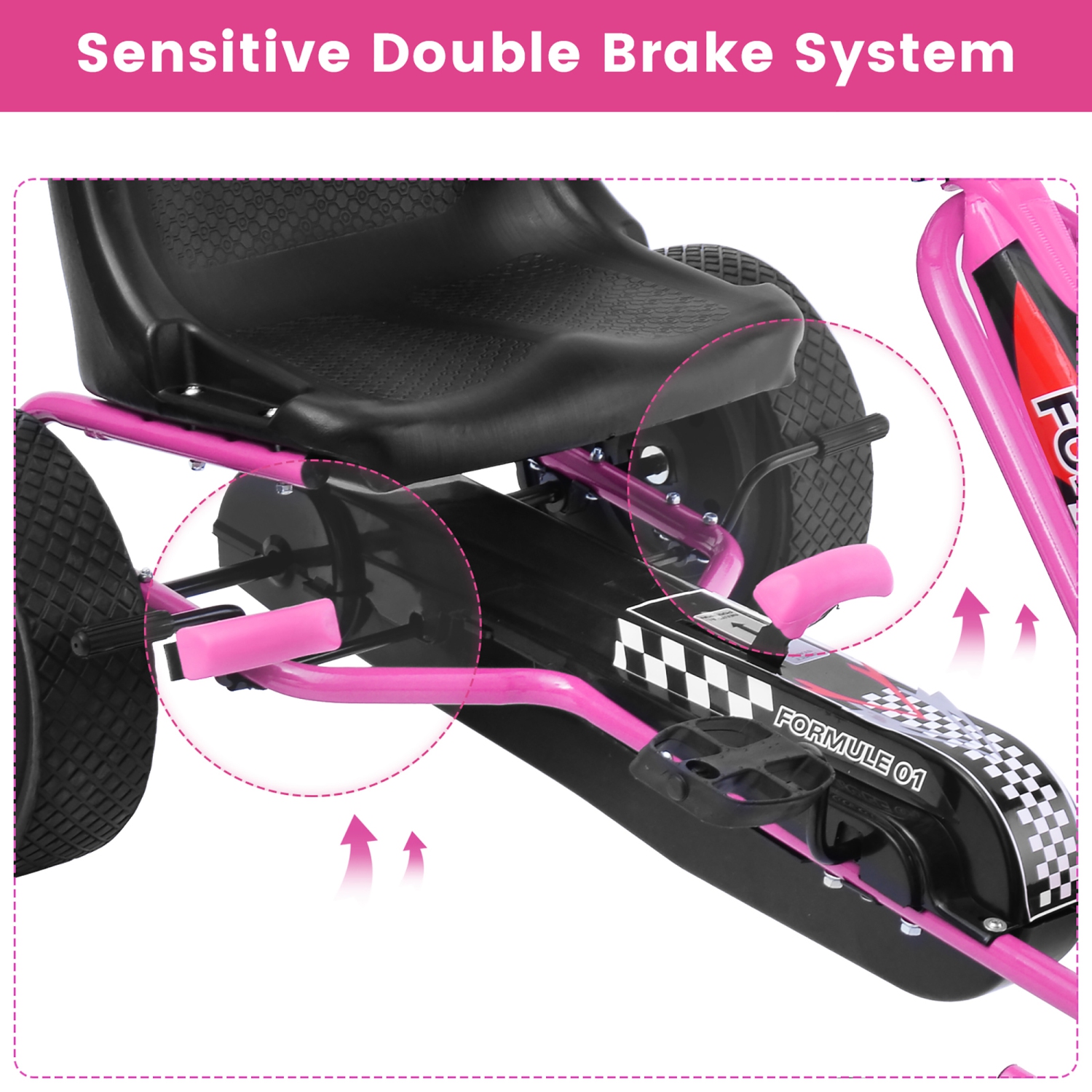 Jouet porteur à pédales Go Kart car de voiture de course pour enfants 4 Wheels de Costway