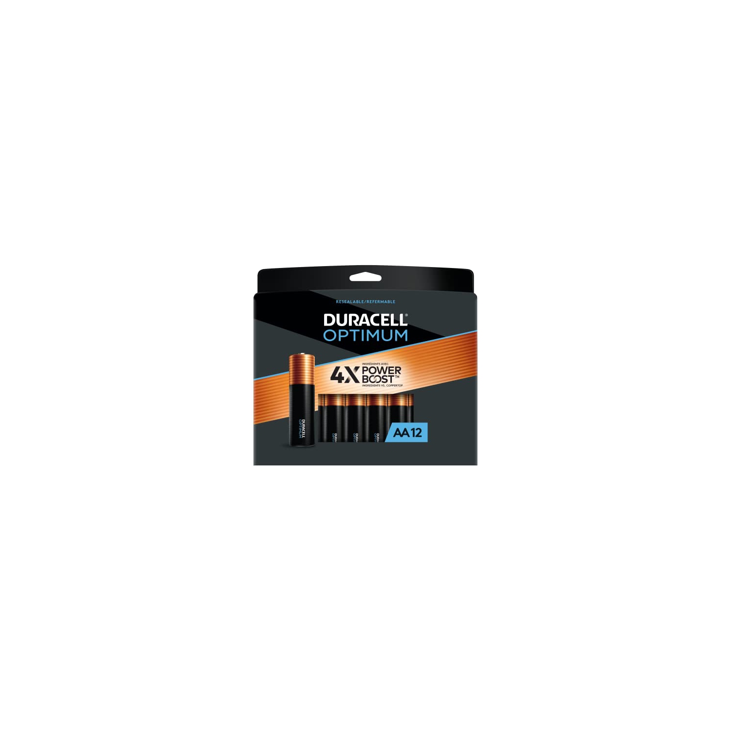 Duracell Optimum AA Batteries 12 Count Pack Lasting Power Double a Battery Alkaline Aa Battery Ideal for Household and Office Devices Resealable