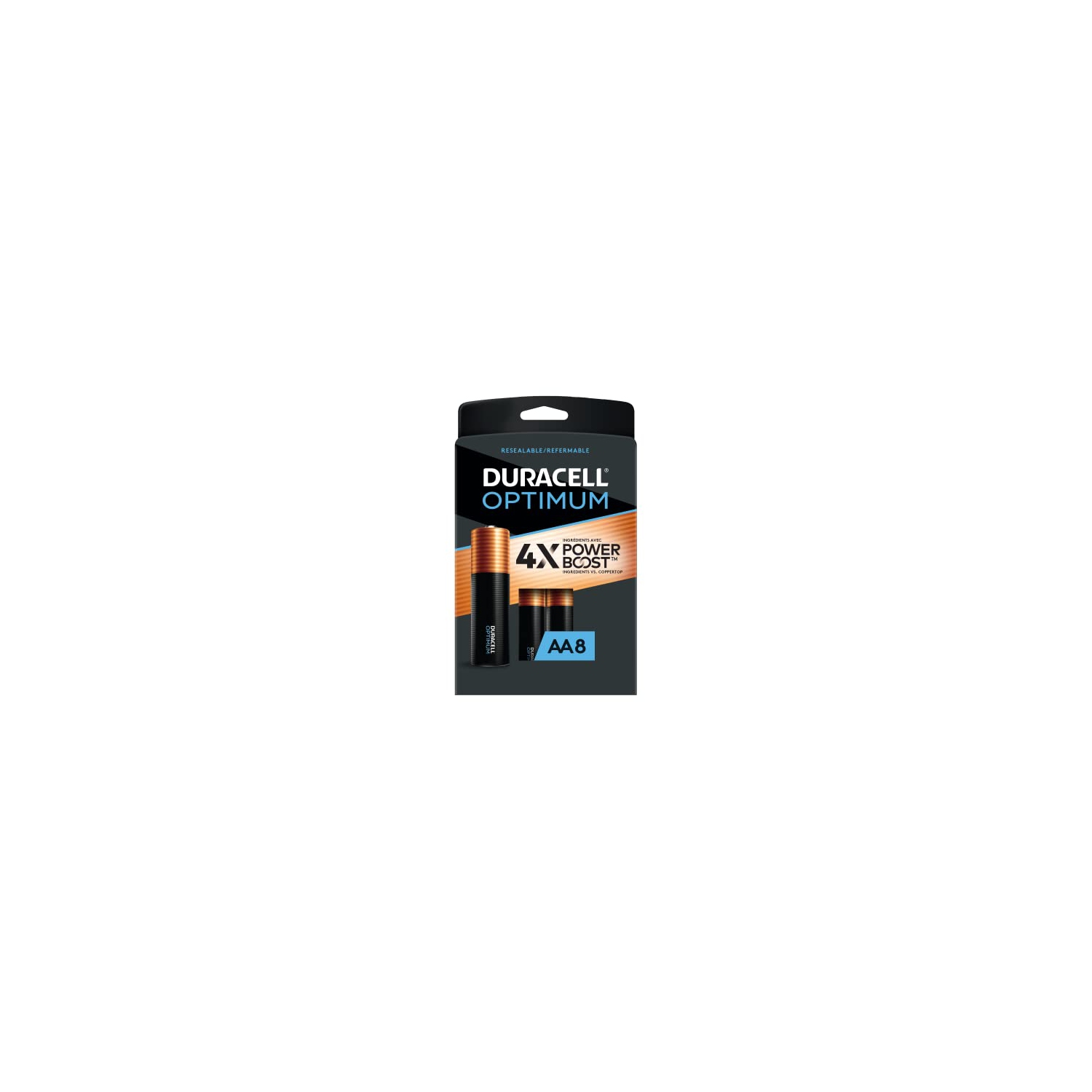 Piles AA Optimum Duracell | Paquet de 8 | pile double A longue durée | pile alcaline AA idéale pour les appareils domestiques et de bureau |