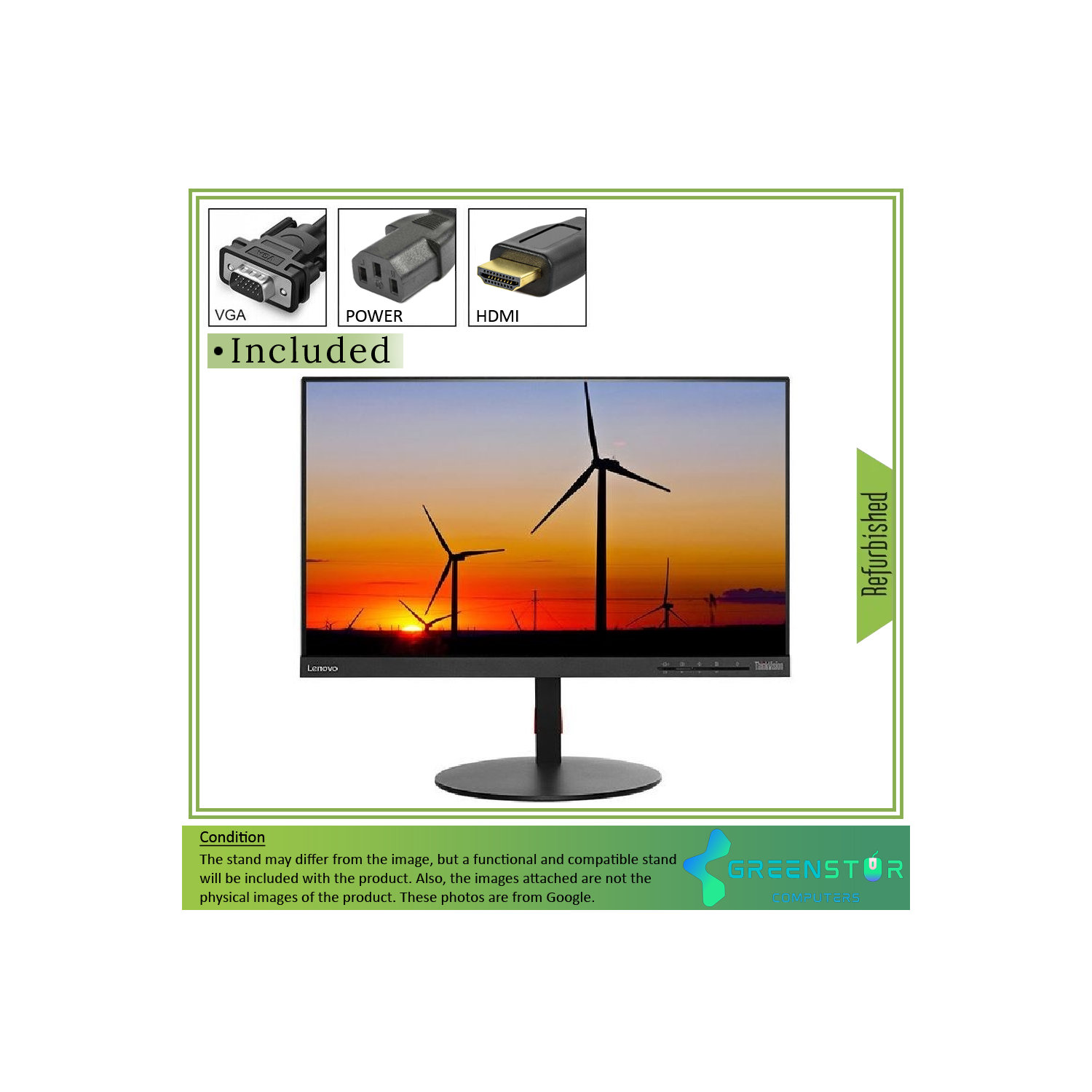 Refurbished(Good) - Lenovo ThinkVision T23i-10 23" Widescreen 1920 x 1080 FHD LED Backlit LCD IPS Monitor