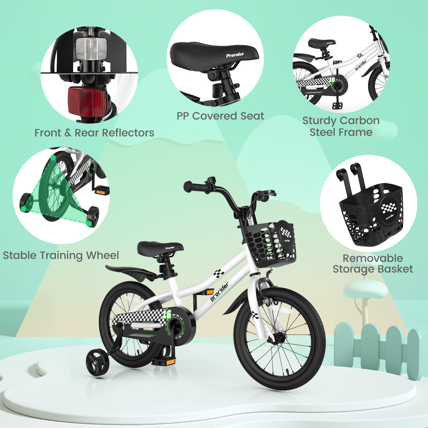 Costway 16" Kid's Bike with Removable Training Wheels & Basket for 4-7 Years Old