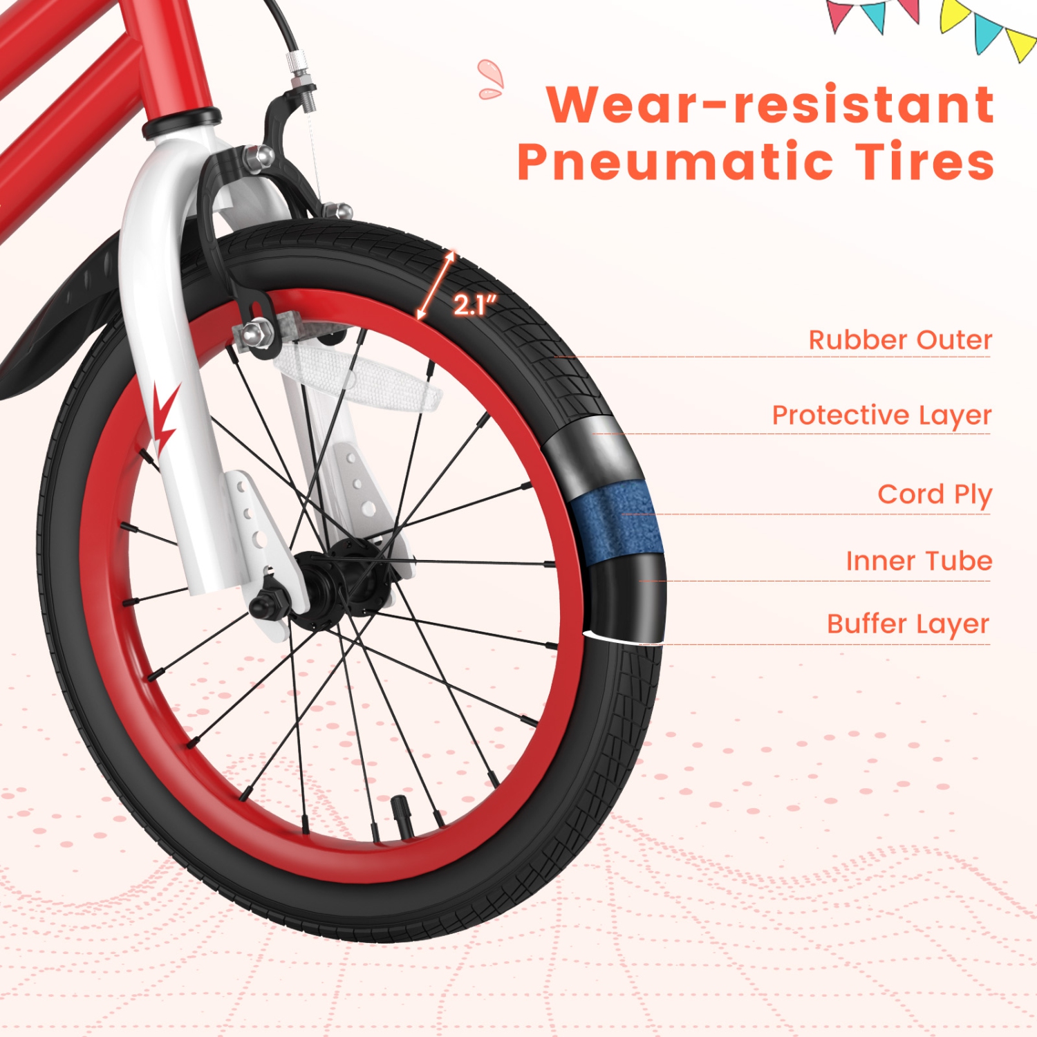 Costway 16" Kid's Bike with Removable Training Wheels & Basket for 4-7 Years Old