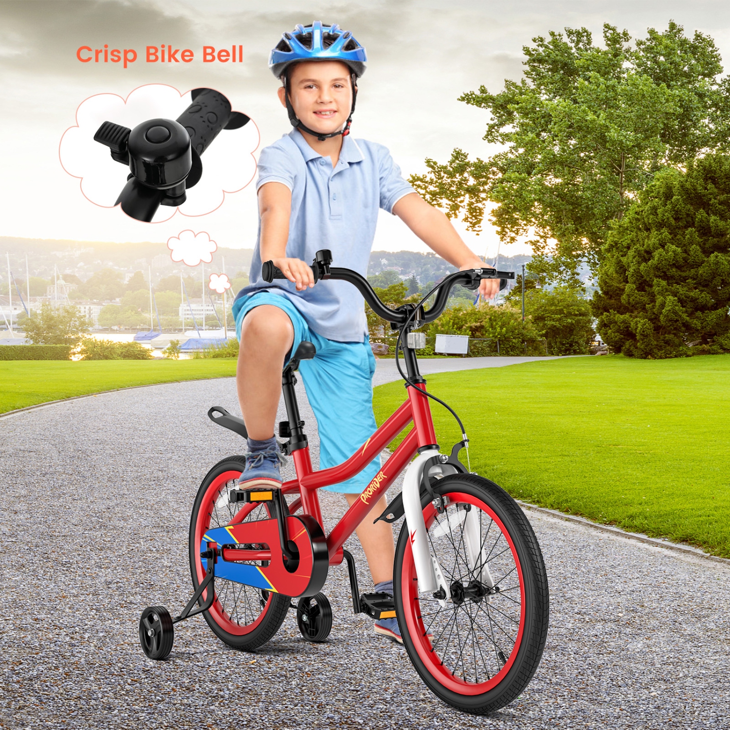 Costway 18" Kid's Bike with Removable Training Wheels & Basket for 4-8 Years Old