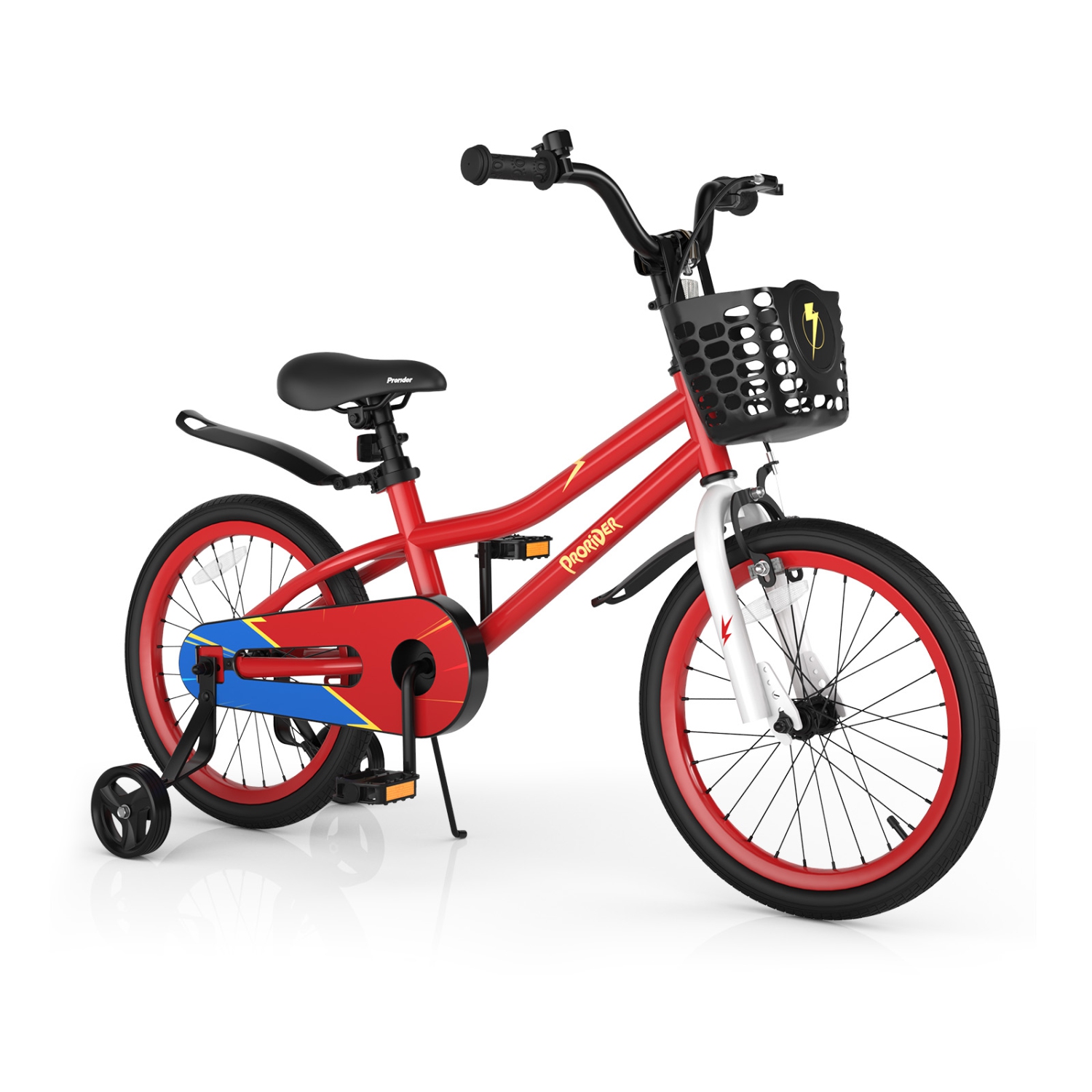 Costway 18" Kid's Bike with Removable Training Wheels & Basket for 4-8 Years Old