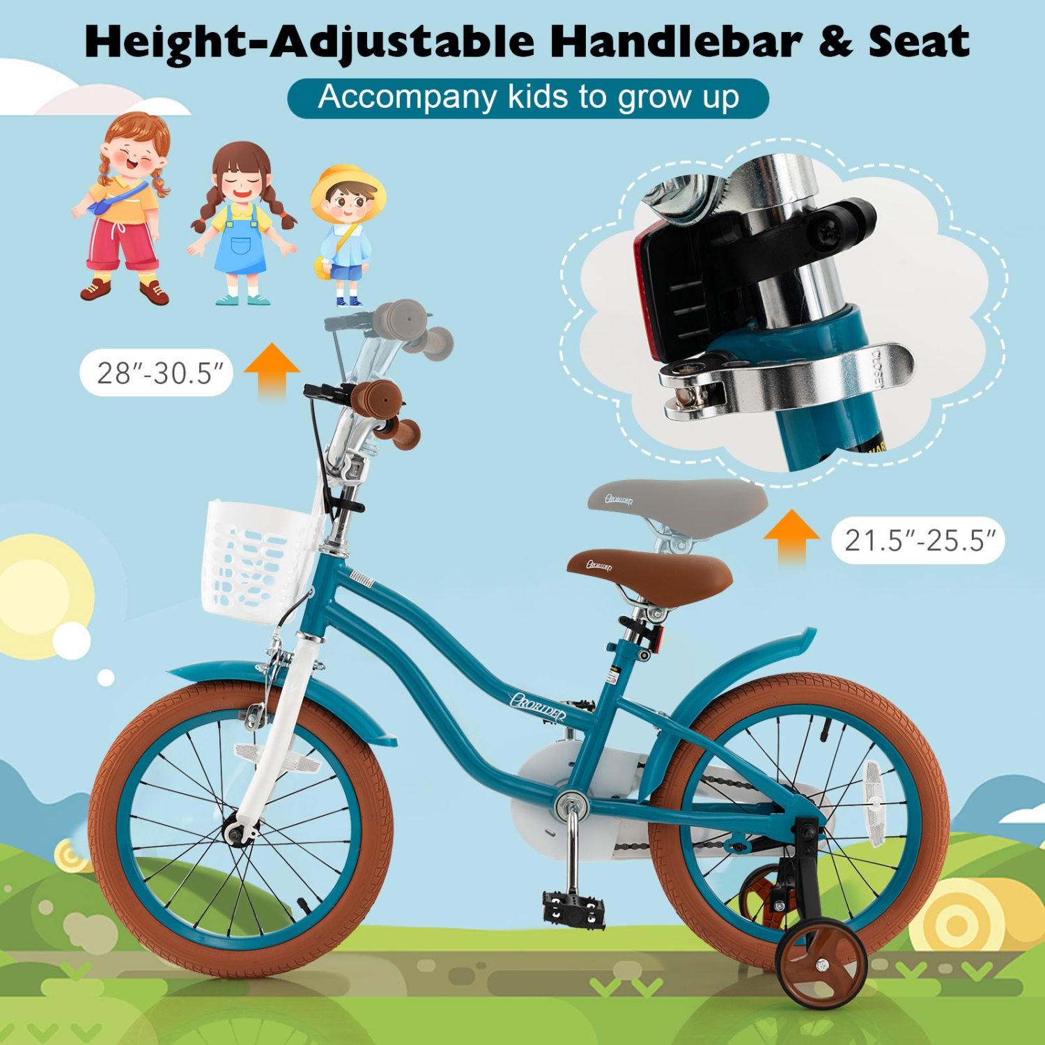 Costway 16" Kids Bike Toddler Adjustable Bicycle withTraining Wheel for 4-7 Years Old Girl