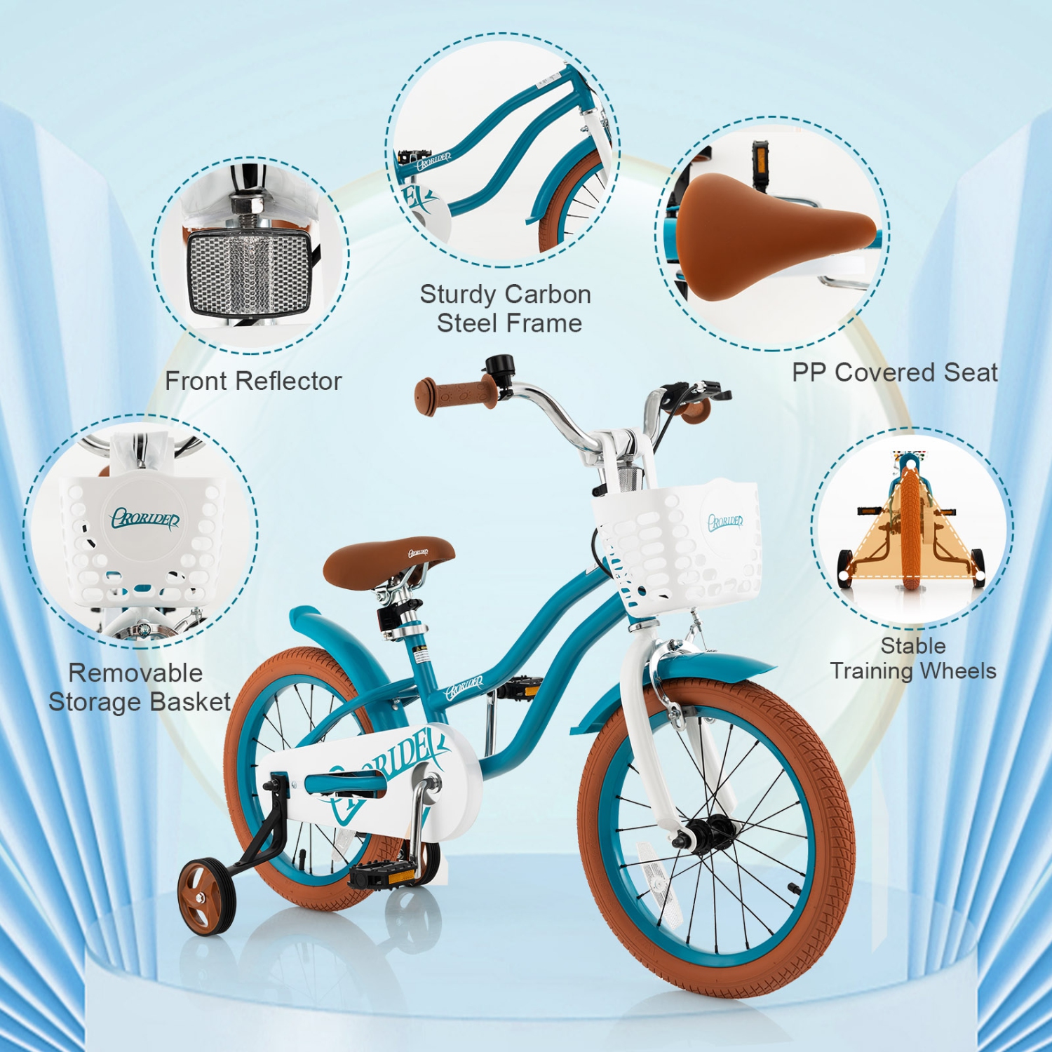 Costway 16" Kids Bike Toddler Adjustable Bicycle withTraining Wheel for 4-7 Years Old Girl