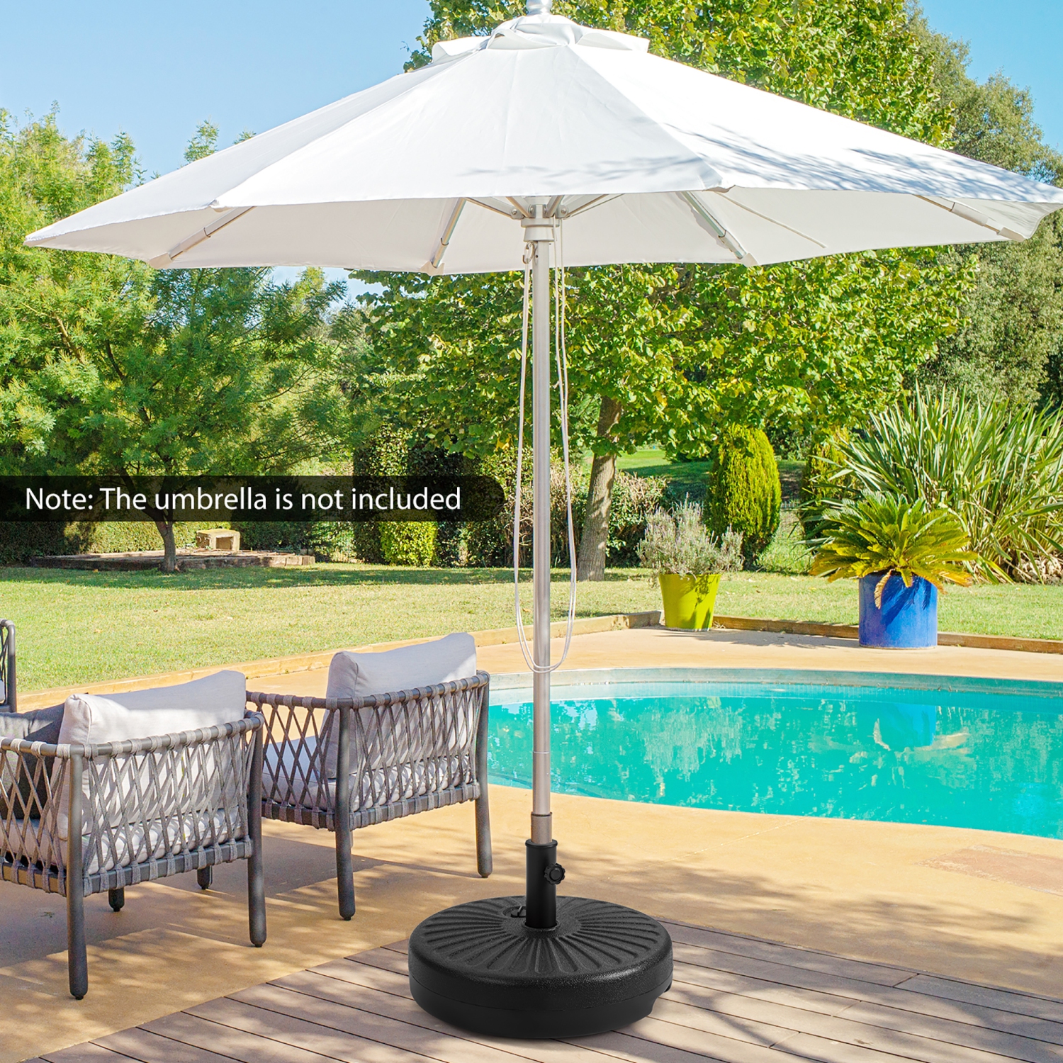 Costway 20" Patio Fillable Round Umbrella Base Stand Holder Fit Pole 1.5"/1.9" Outdoor