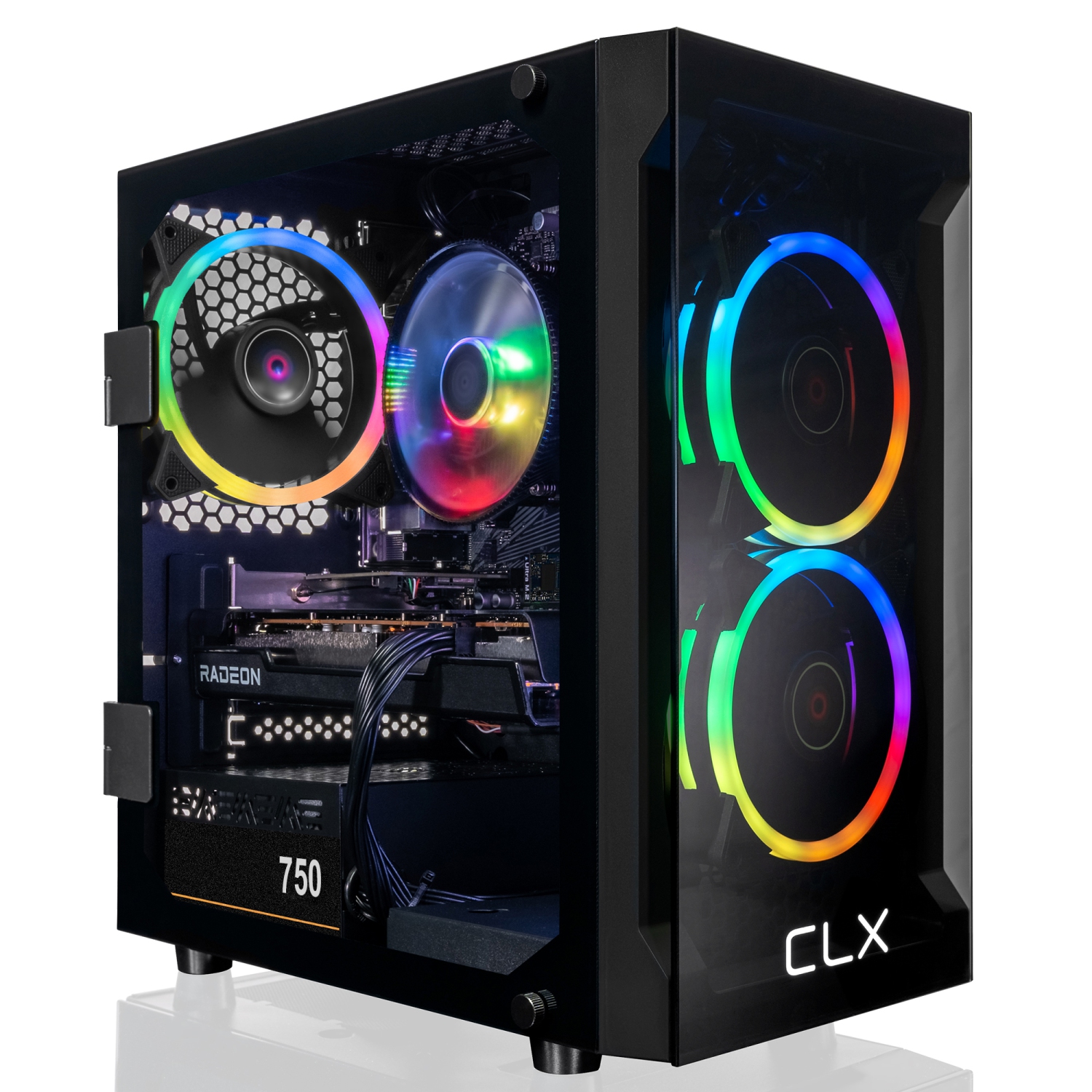 CLX SET Gaming Desktop - AMD Ryzen 7 5700X 3.4GHz 8-Core Processor, 16GB DDR4 Memory, Radeon RX 7600 8GB GDDR6 Graphics, 1TB SSD, 2TB HDD, WiFi, Windows 11 Home 64-bit