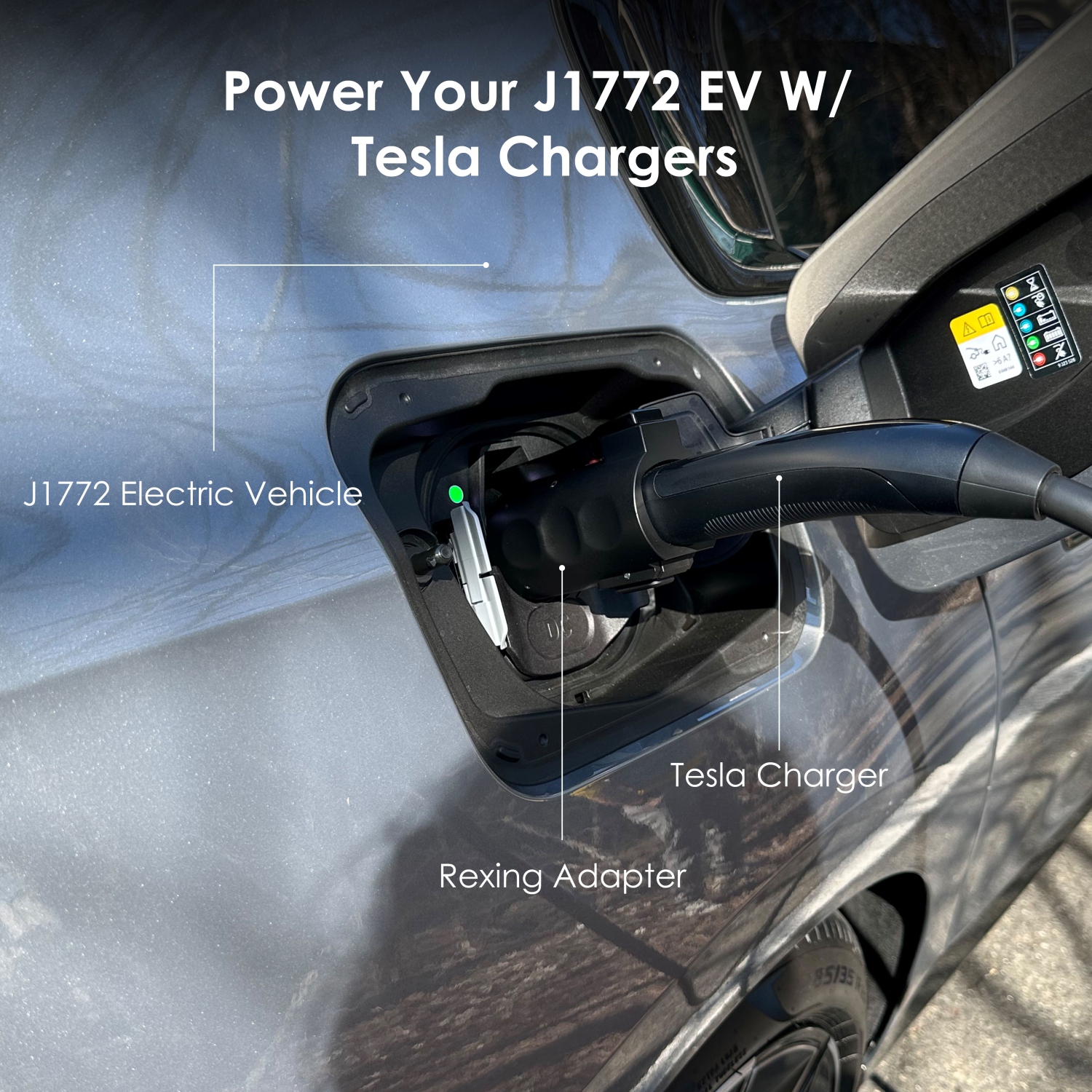 Adaptateur de chargement Tesla à J1772 de Rexing avec '80 A' et 'double Lock'