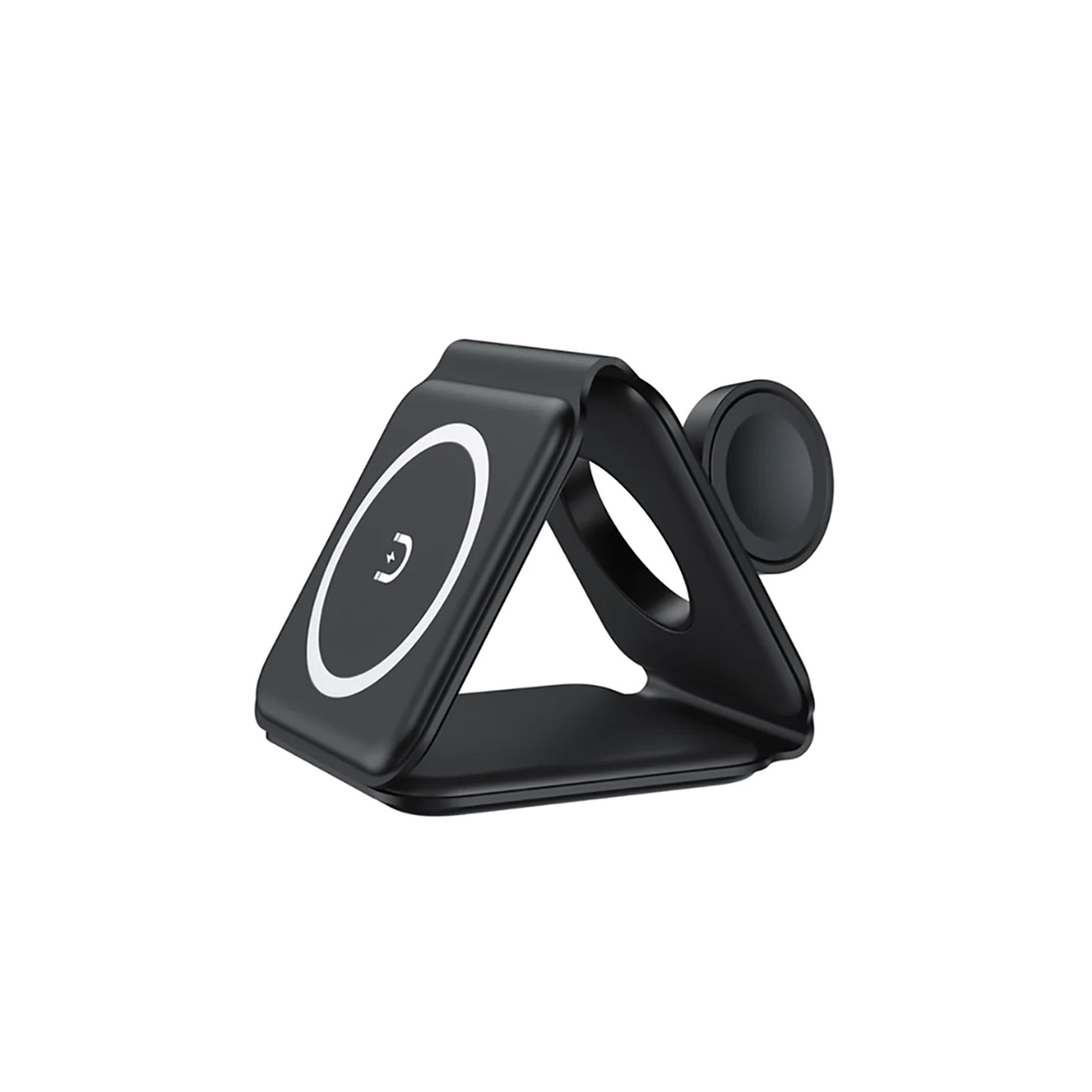 Tapis de chargement magnétique sans fil MotionGrey - Noir, chargeur pliable sans fil 3-en-1 pour iPhone, AirPods, Apple Watch, téléphone