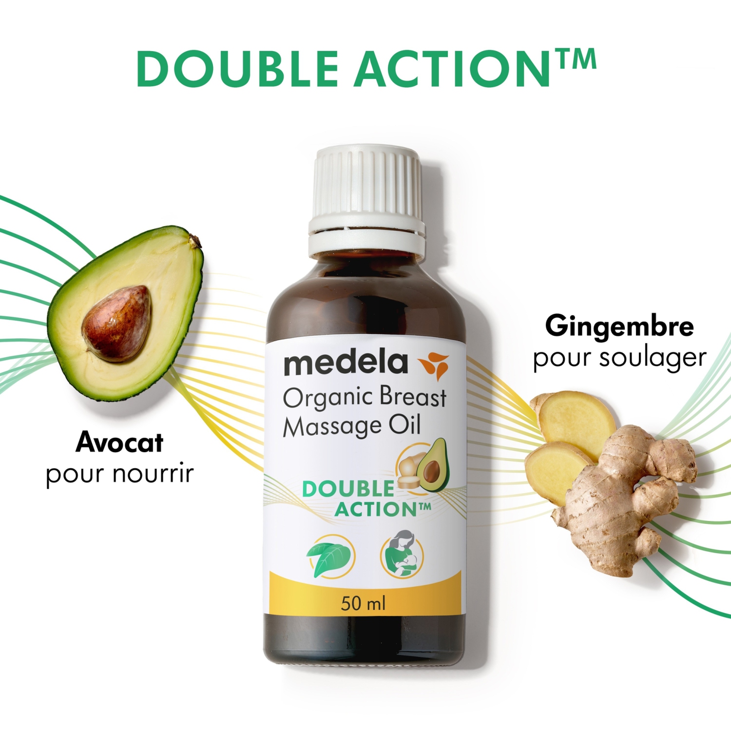 Huile de massage biologique pour le sein de Medela