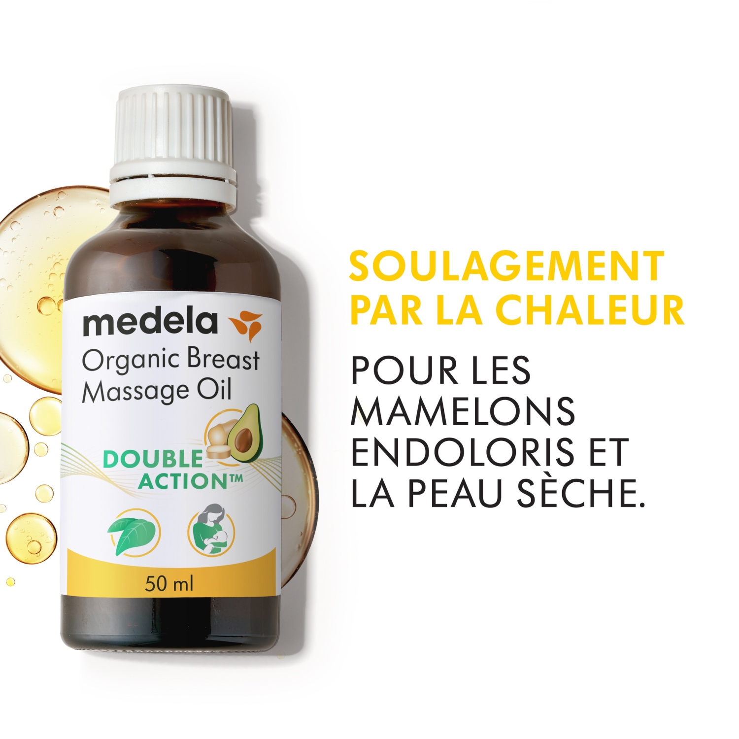Huile de massage biologique pour le sein de Medela
