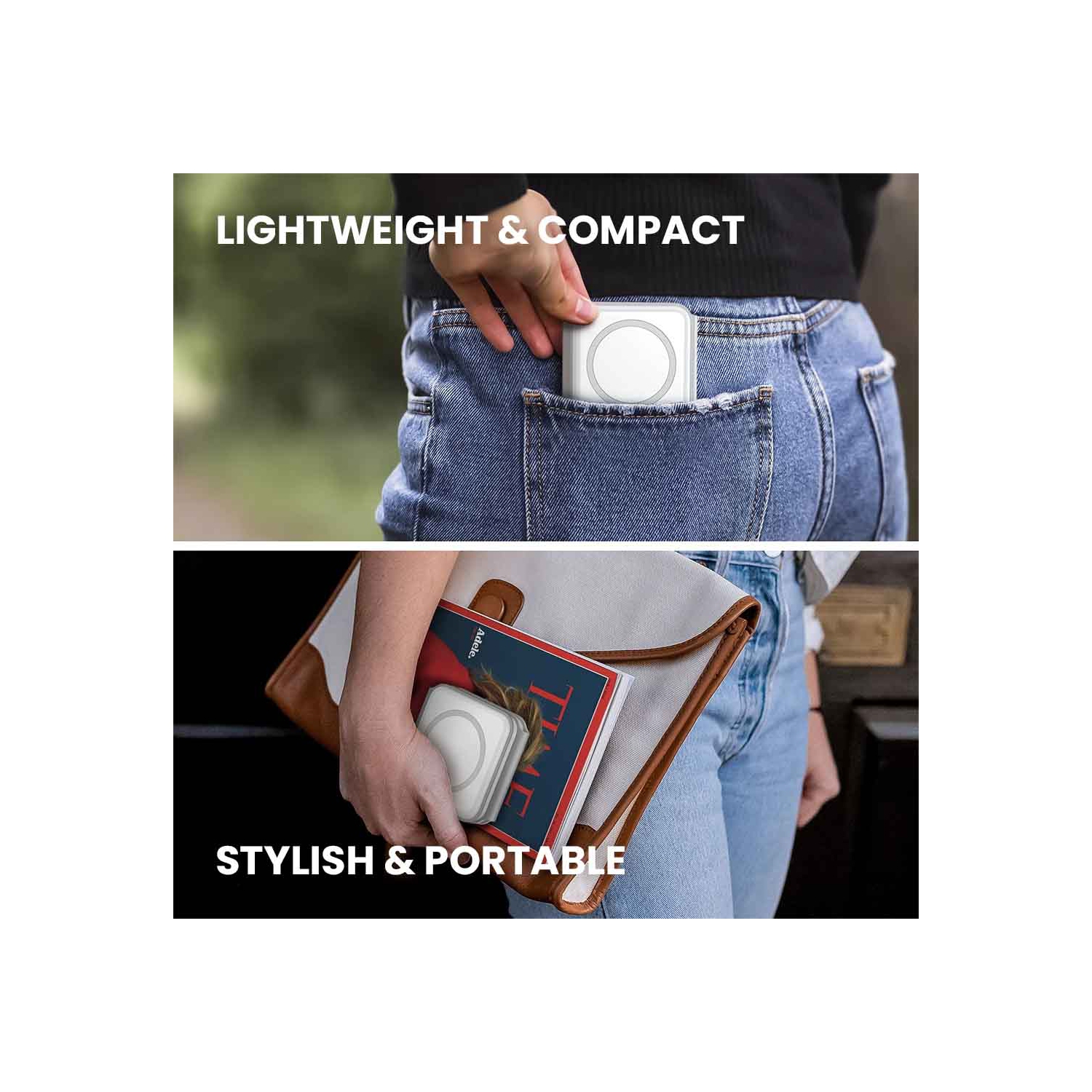 Station de chargement magnétique sans fil MotionGrey - Blanc, chargeur pliable sans fil 3-en-1 pour iPhone, AirPods, Apple Watch, téléphone