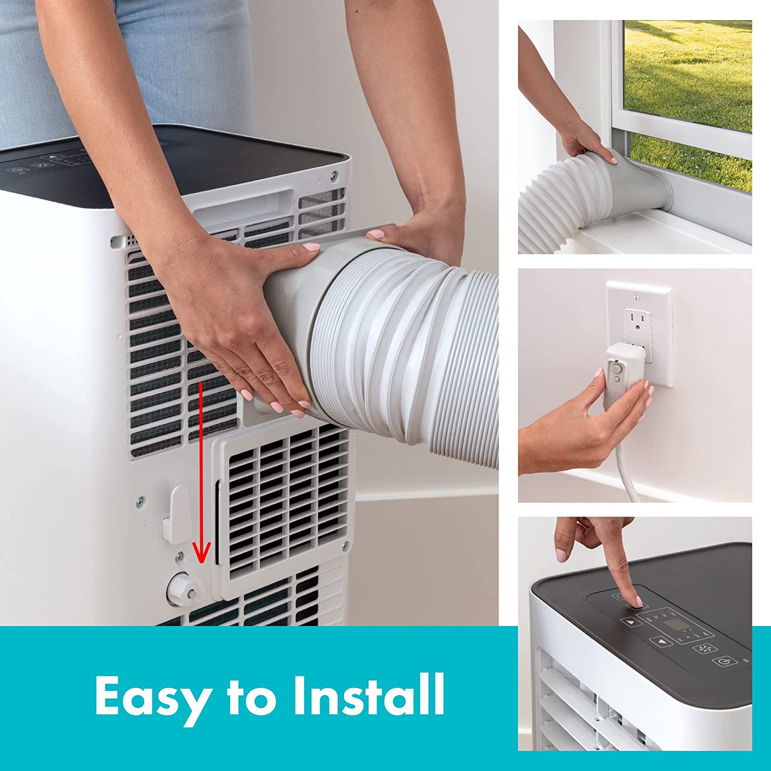 Compact Freestanding Portable Air Conditioner - 10,000 BTU Indoor Free Standing AC Unit w/ Dehumidifier & Fan Modes For Home, Office, School &