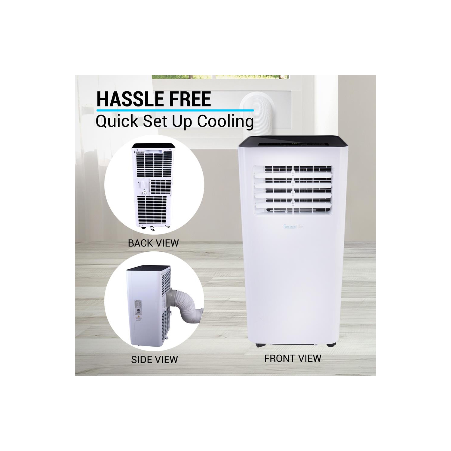 Compact Freestanding Portable Air Conditioner - 10,000 BTU Indoor Free Standing AC Unit w/ Dehumidifier & Fan Modes For Home, Office, School &