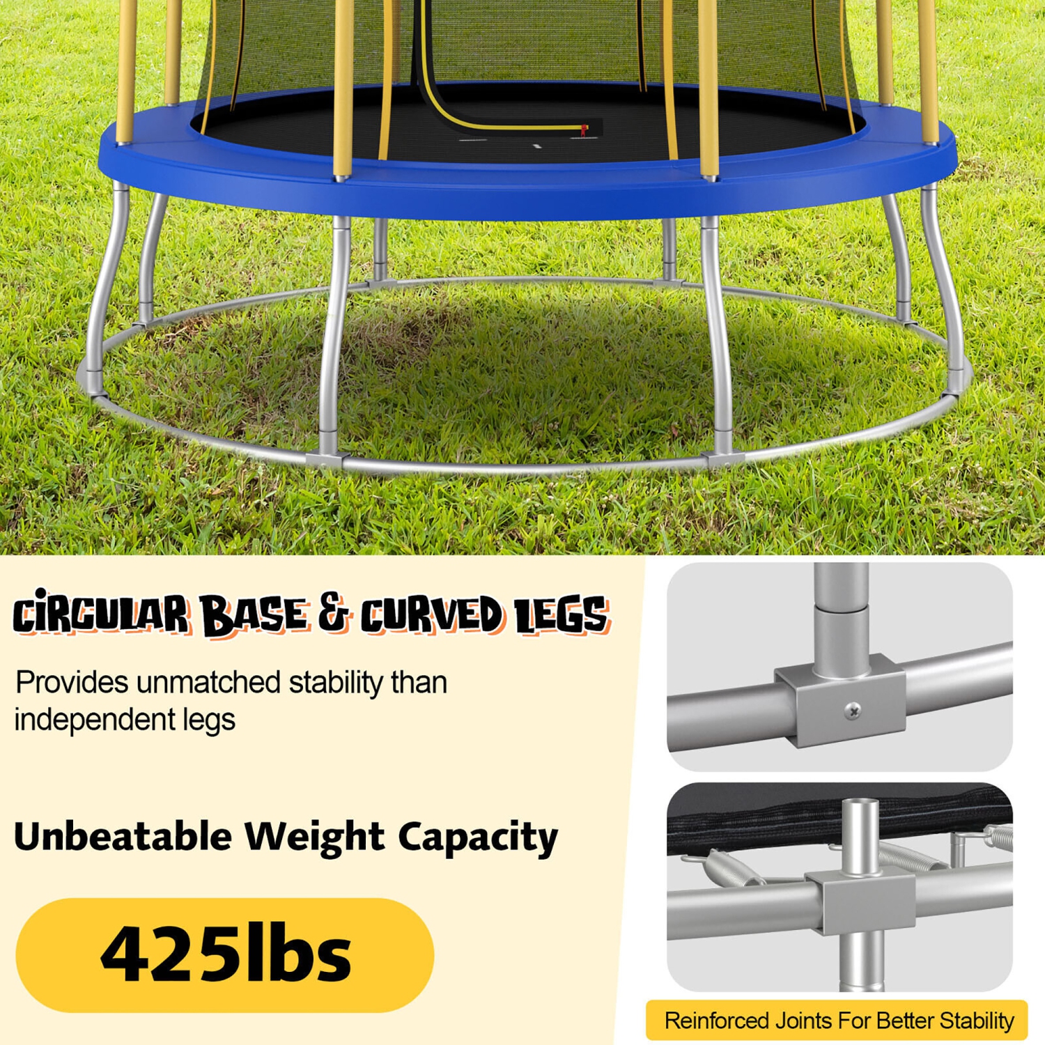 Gymax 10FT Recreation Trampoline w/ Exclusive Flower Shape Enclosure Net