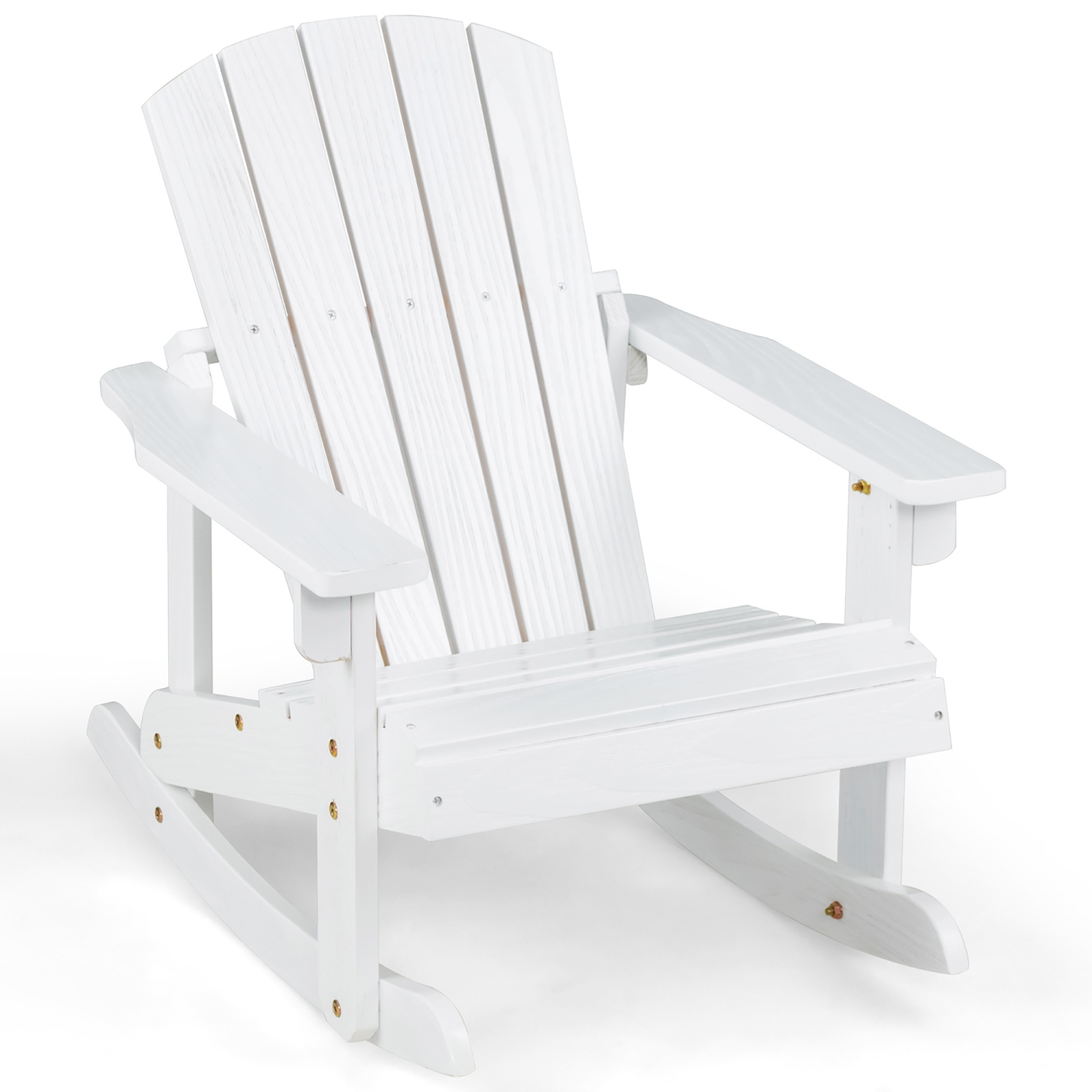 Gymax Kid Adirondack Rocking Chair Outdoor Solid Wood Slatted seat Backrest