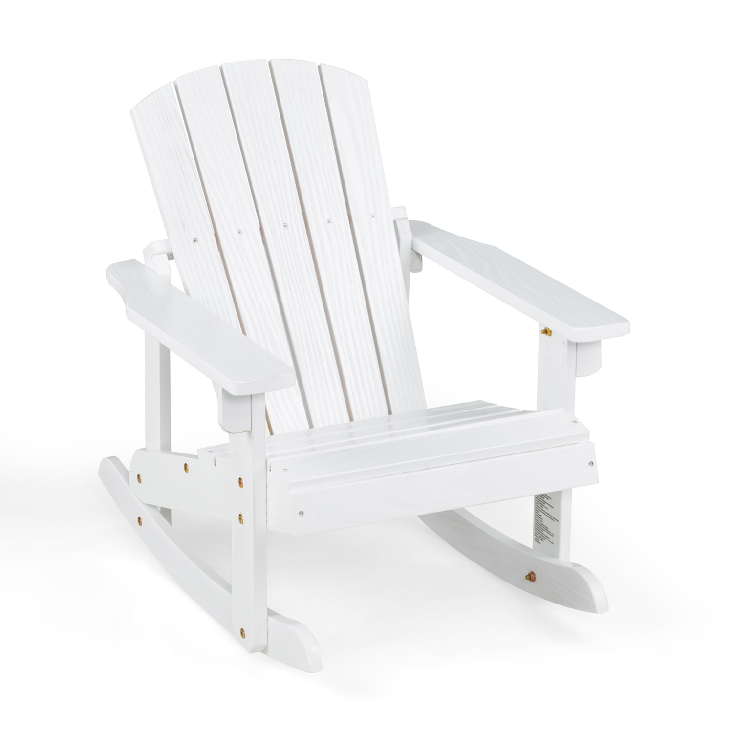 Gymax Kid Adirondack Rocking Chair Outdoor Solid Wood Slatted seat Backrest