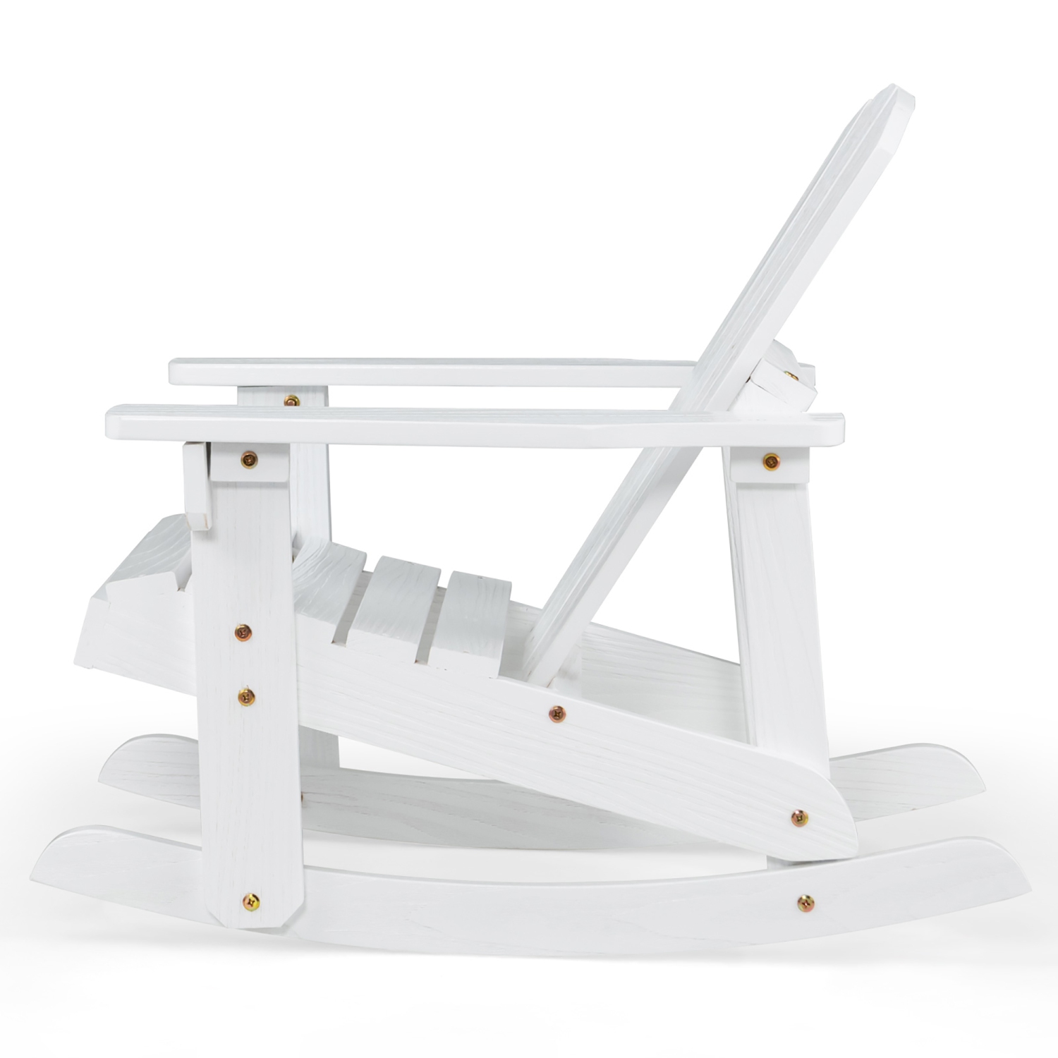 Gymax Kid Adirondack Rocking Chair Outdoor Solid Wood Slatted seat Backrest