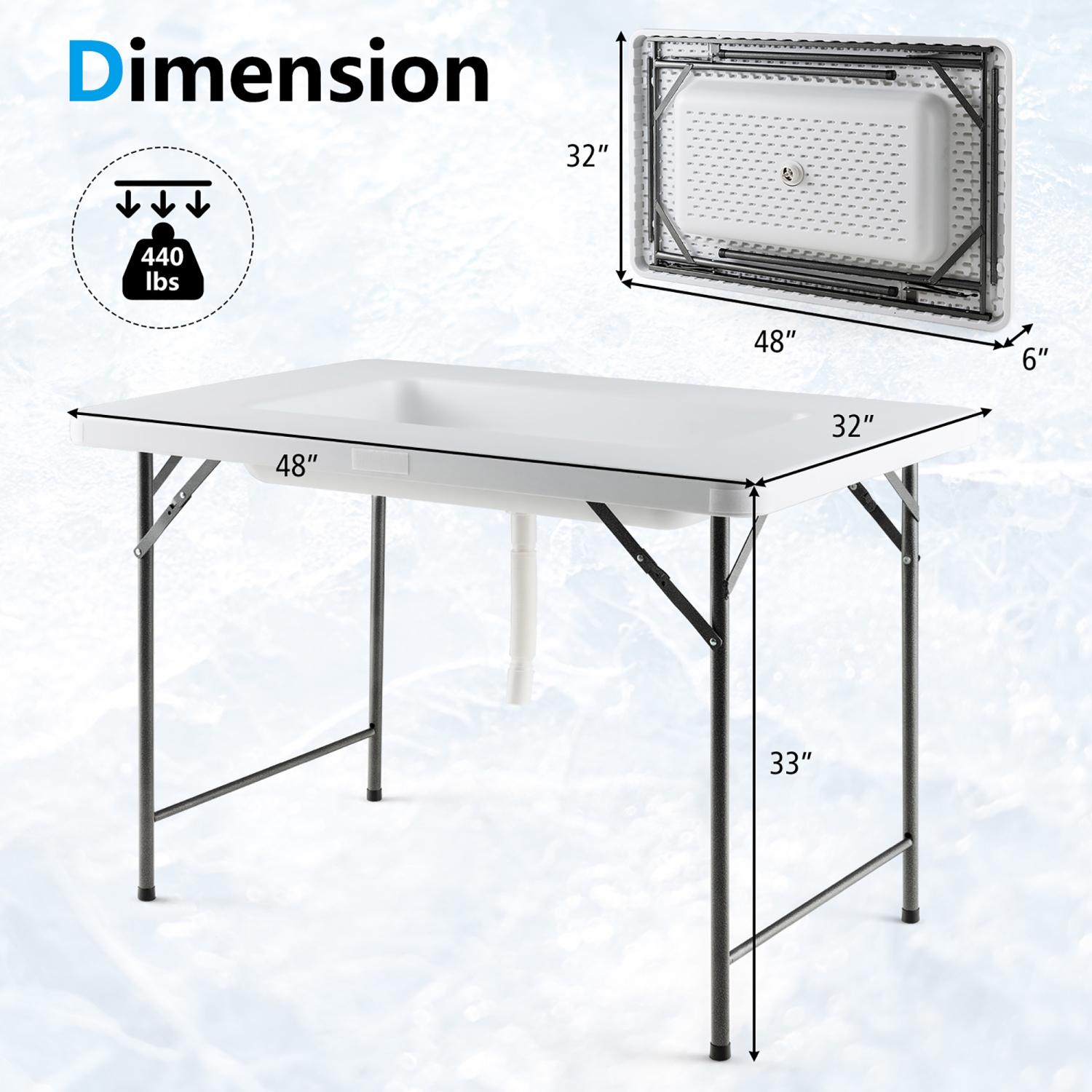 Gymax 4FT Folding Ice Bin Table Outdoor Ice Cooler Table w/ Matching Skirt Party BBQ