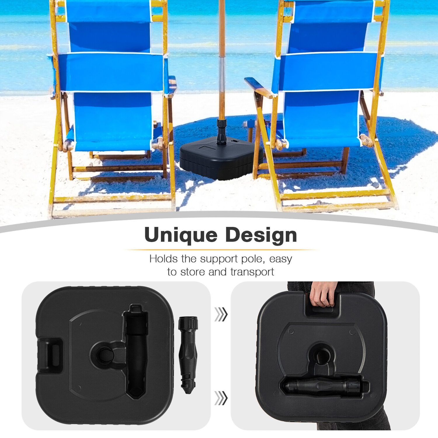 Gymax Patio Fillable Umbrella Base Stand Holder 1.5'' Water&Sand Filled Weighted Market