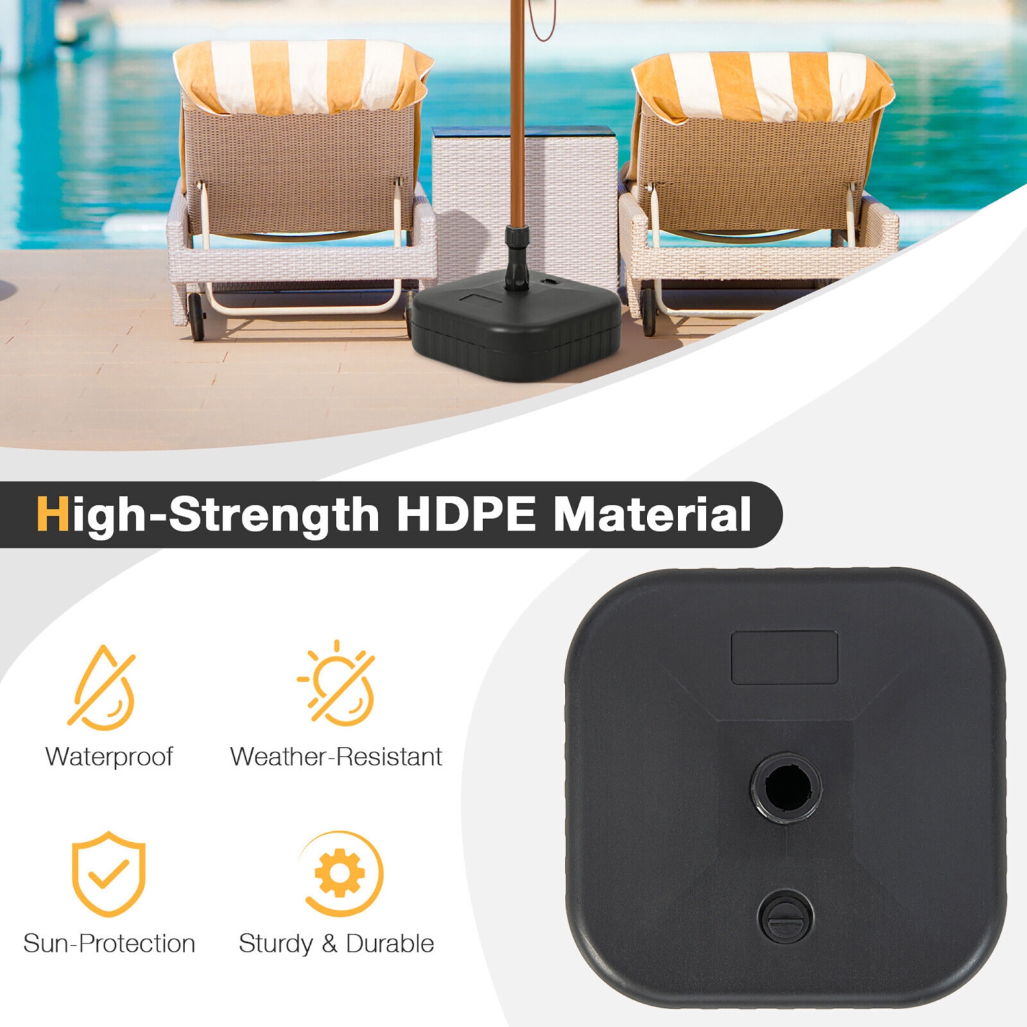 Gymax Patio Fillable Umbrella Base Stand Holder 1.5'' Water&Sand Filled Weighted Market