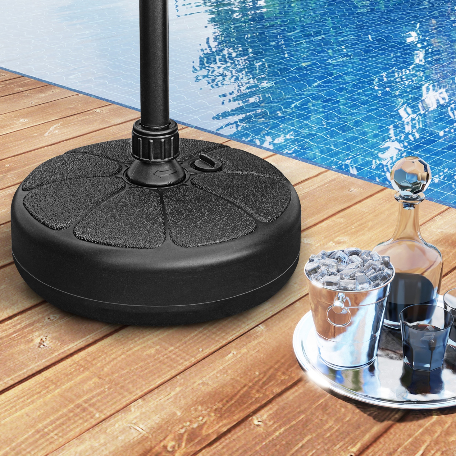 Gymax 40 LBS Patio Umbrella Base Round 14.5 Inches Water Sand Fillable Umbrella Stand