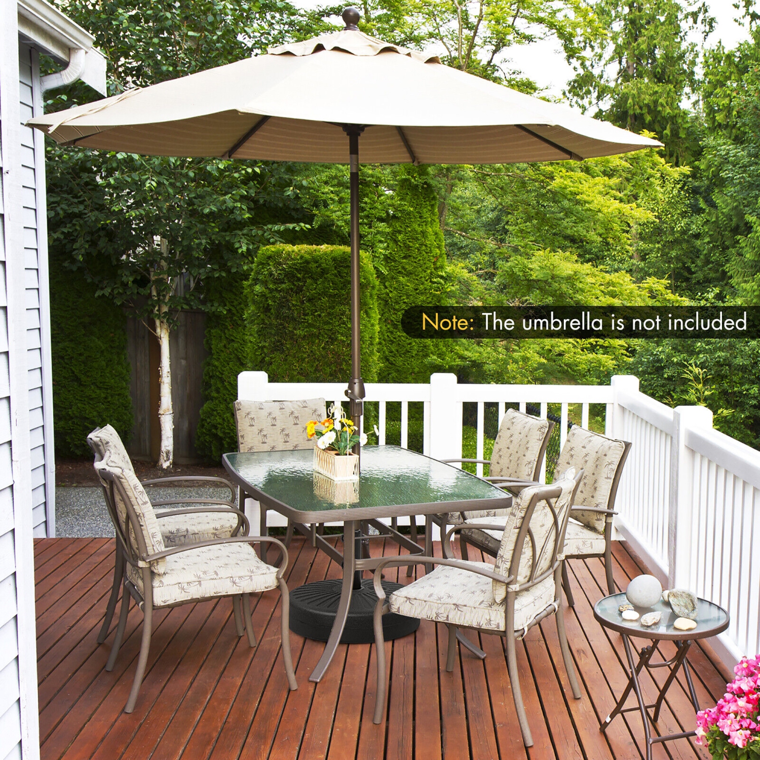 Gymax Patio 19.5'' Fillable Round Umbrella Base Stand Holder Heavy-Duty Pole 1.5''/1.9''