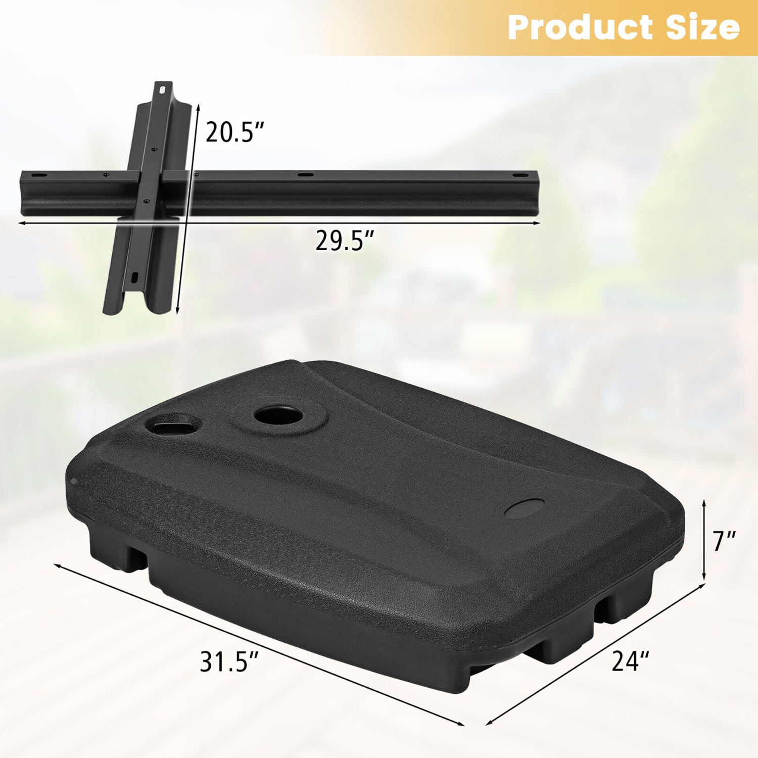 Gymax Patio Cantilever Offset Umbrella Base Stand Heavy Duty Cross Base Wheels Outdoor