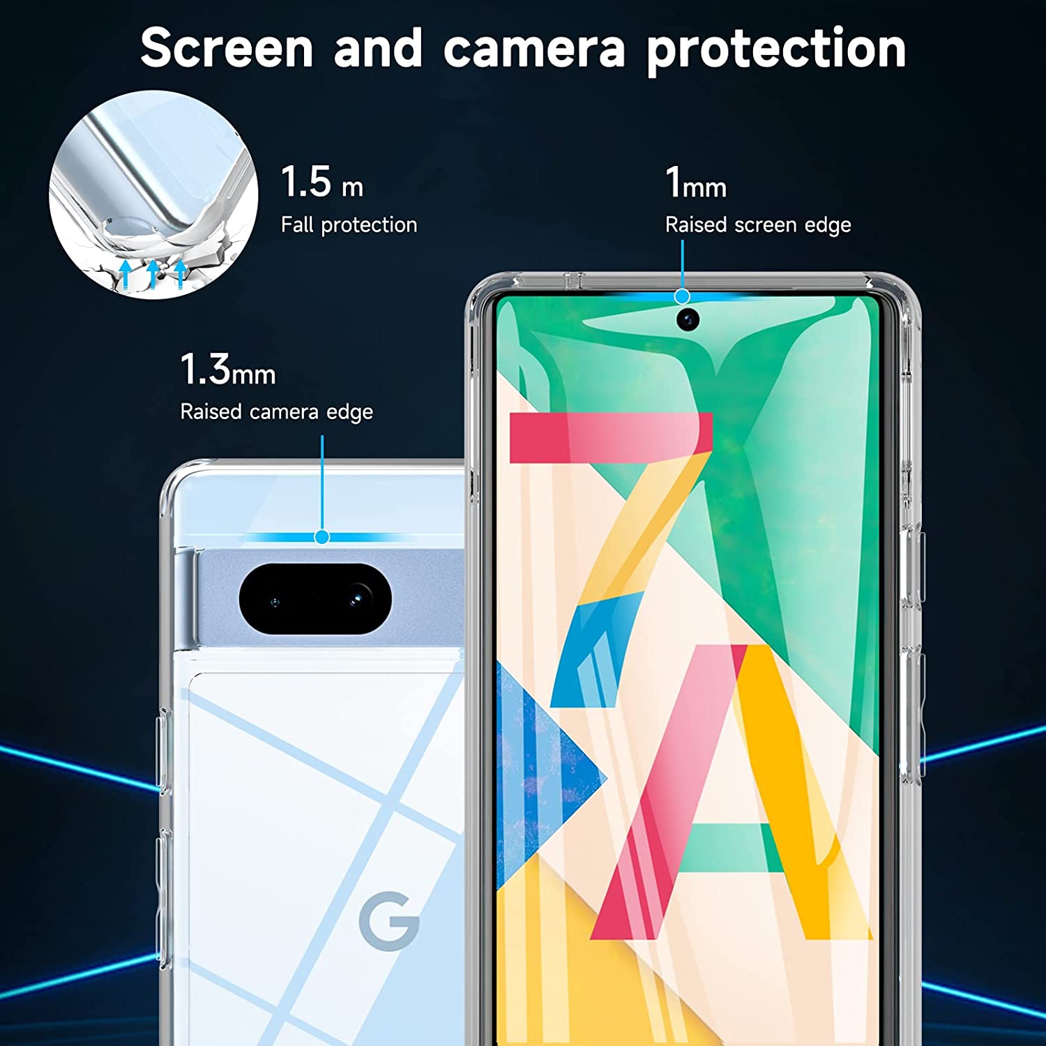 KeeGuard – Étui mince transparent antichoc pour Pixel 7a pour Google Pixel 7a 5G, 6.1 po, transparent