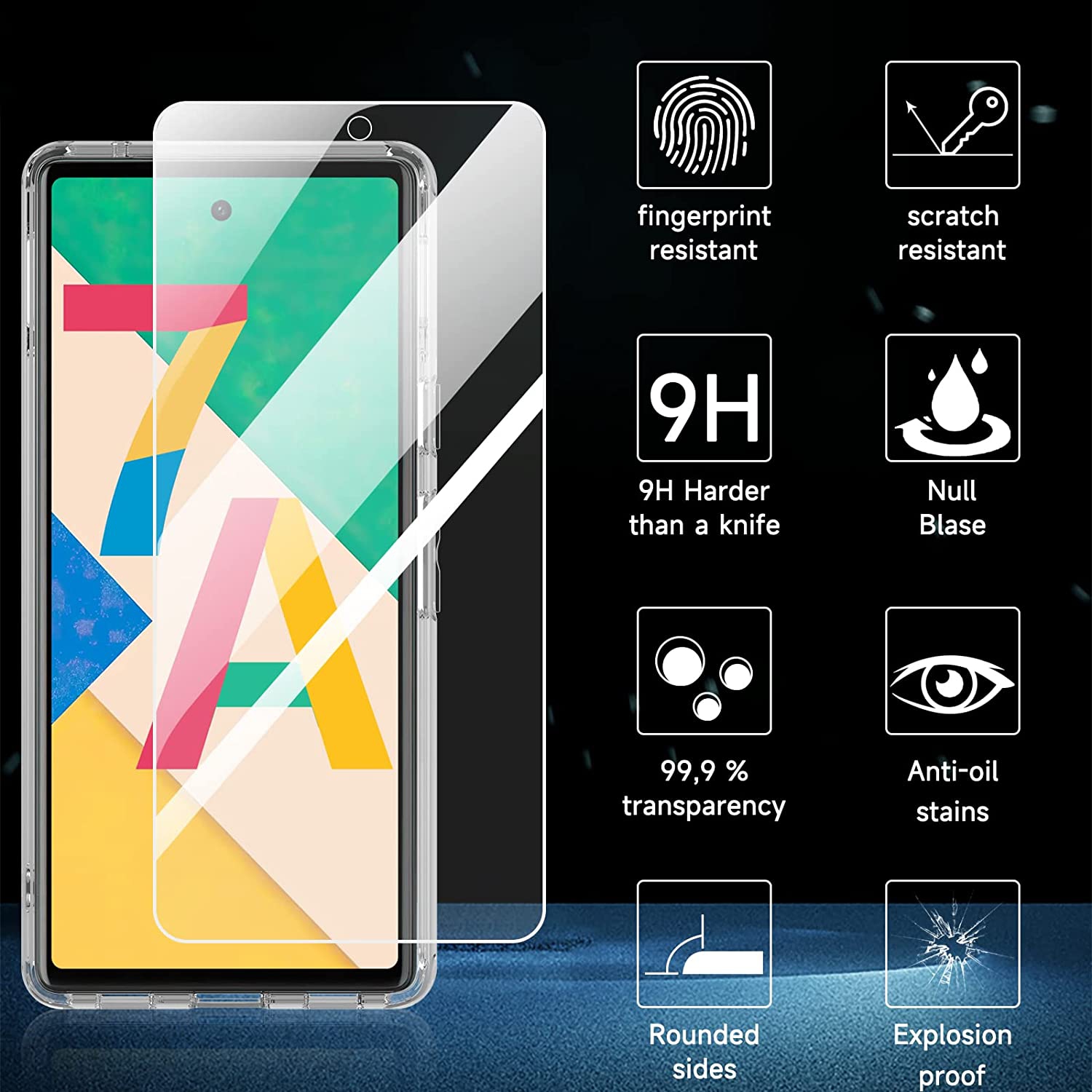 Protecteur d'écran en verre trempé mince et gel de silicone en TPUR transparent 3-en-1 de KEEGUARD pour Pixel 7a de Google