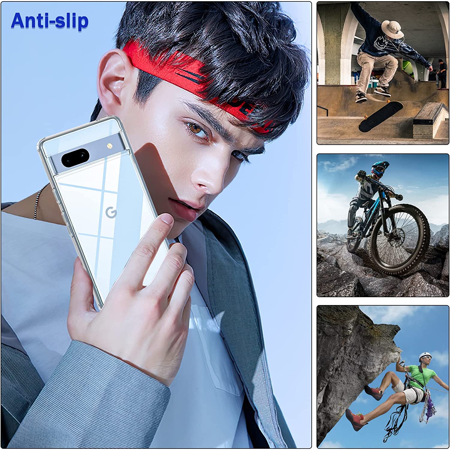 Protecteur d'écran en verre trempé mince et gel de silicone en TPUR transparent 3-en-1 de KEEGUARD pour Pixel 7a de Google