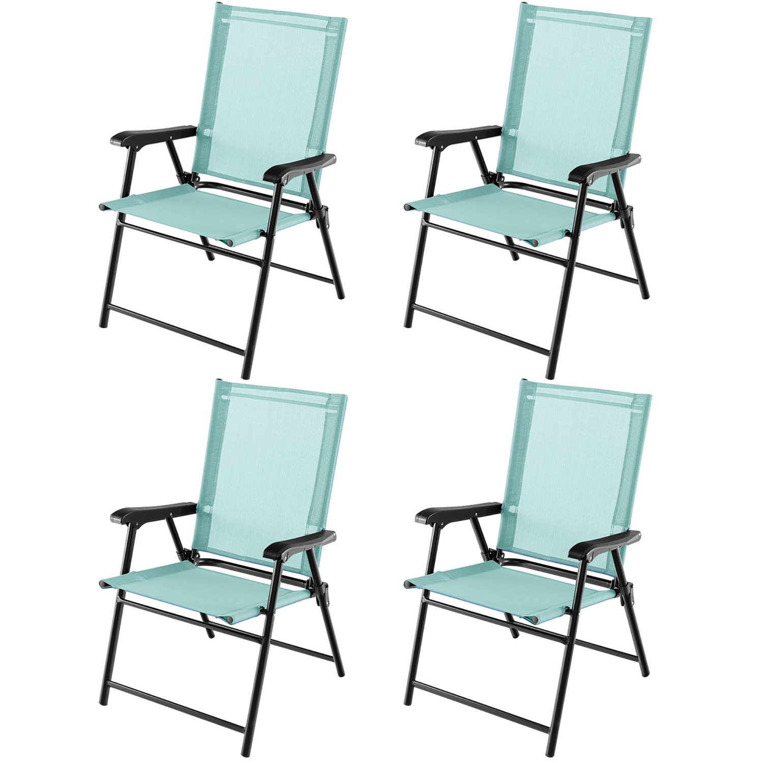 Gymax Set of 4 Patio Folding Chairs Outdoor Portable Pack Lawn Chairs w/ Armrests