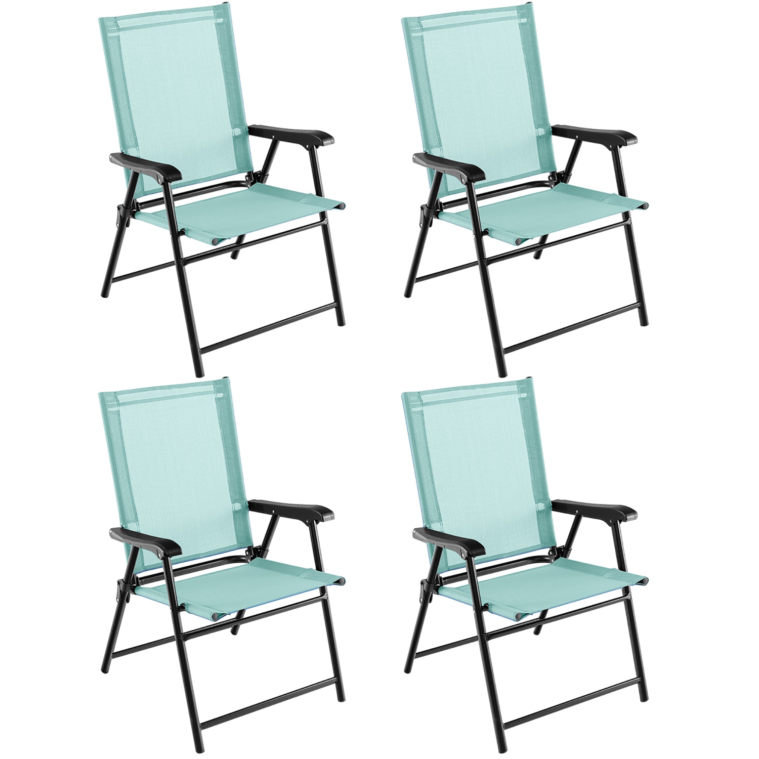 Gymax Set of 4 Patio Folding Chairs Outdoor Portable Pack Lawn Chairs w/ Armrests