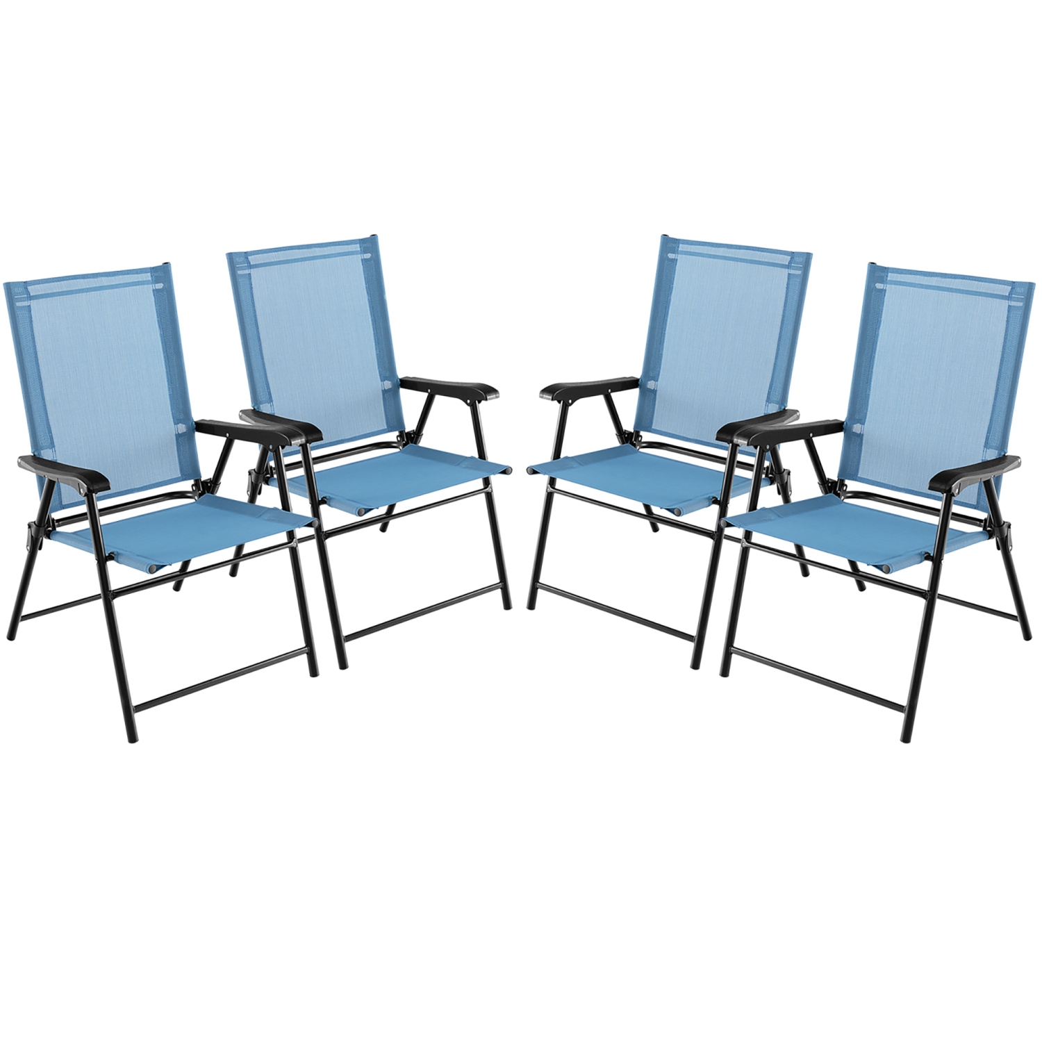 Gymax Set of 4 Patio Folding Chairs Outdoor Portable Pack Lawn Chairs w/ Armrests