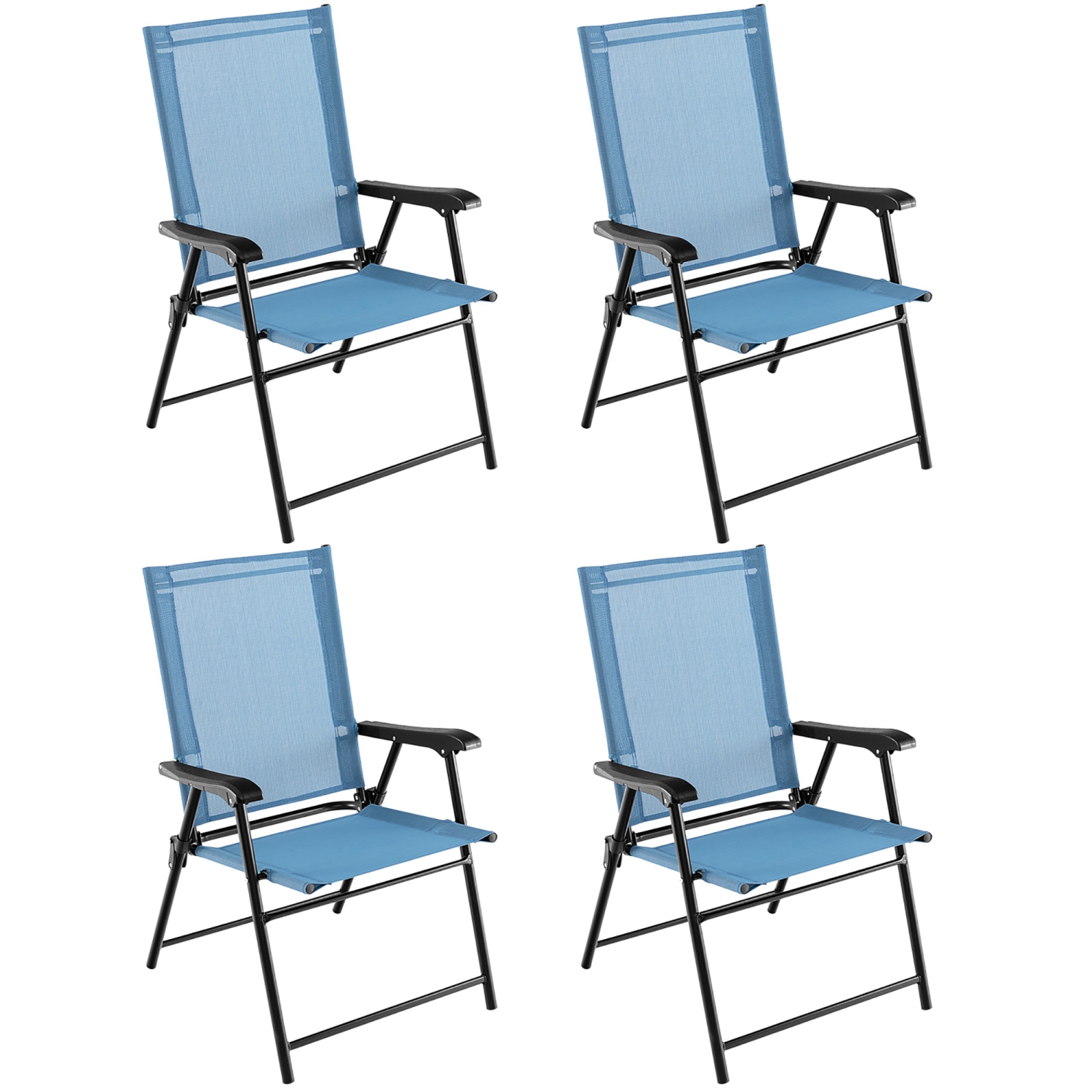 Gymax Set of 4 Patio Folding Chairs Outdoor Portable Pack Lawn Chairs w/ Armrests